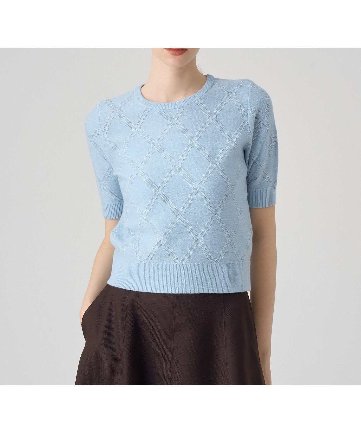 【アナイ/ANAYI】のラメアーガイルプルオーバー 人気、トレンドファッション・服の通販 founy(ファニー) 　ファッション　Fashion　レディースファッション　Fashion for Women　トップス・カットソー　Cut & Sew Tops　カジュアルプルオーバー・ニットトップス　Pullovers & Knit Tops / Casual Pullovers　アンサンブル　Ensemble Set　カーディガン　Cardigan, Knitwear　コンパクト　Compact, Small Size　スマート　Smart, Elegant　ビジュー　Bijou, Jewel-like Accent　冬　Winter / This Winter　半袖　Short Sleeve, Half Sleeve　A/W・秋冬　Autumn/Winter　 other-1|ID: prp329100004832640 ipo3291000000035190038