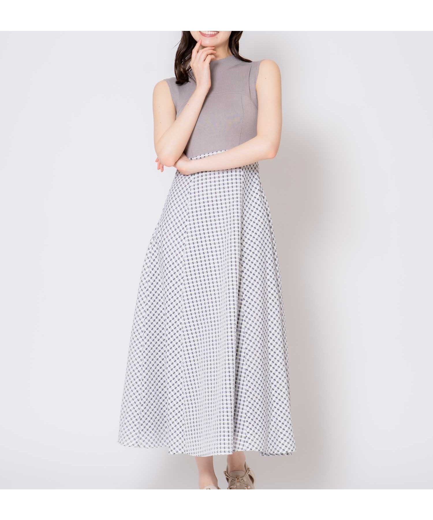 【ノエラ/Noela】のアソートノースリーブドッキングワンピース インテリア・キッズ・メンズ・レディースファッション・服の通販 founy(ファニー) 　ファッション　Fashion　レディースファッション　Fashion for Women　ワンピース　Dresses　チェック　Check, Plaid, Tartan　ドッキング　Docking, Mixed Material　ドット　Polka Dot, Dot Pattern　ポケット　Pocket, Pocket Detail　切替　Switching, Contrast Panel　グレー|ID: prp329100004832663 ipo3291000000035190392