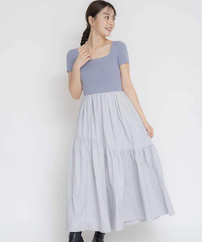 【ノエラ/Noela】のタフタドッキングニットワンピース インテリア・キッズ・メンズ・レディースファッション・服の通販 founy(ファニー) https://founy.com/ ファッション Fashion レディースファッション Fashion for Women ワンピース Dresses ニットワンピース Knit Dresses スクエア Square, Square Shape タフタ Taffeta, Structured Fabric チェック Check, Plaid, Tartan ドッキング Docking, Mixed Material フレア Flare, Flared ポケット Pocket, Pocket Detail エレガント 上品 Elegant 半袖 Short Sleeve, Half Sleeve 無地 Plain, Solid Color |ID: prp329100004832699 ipo3291000000035190992