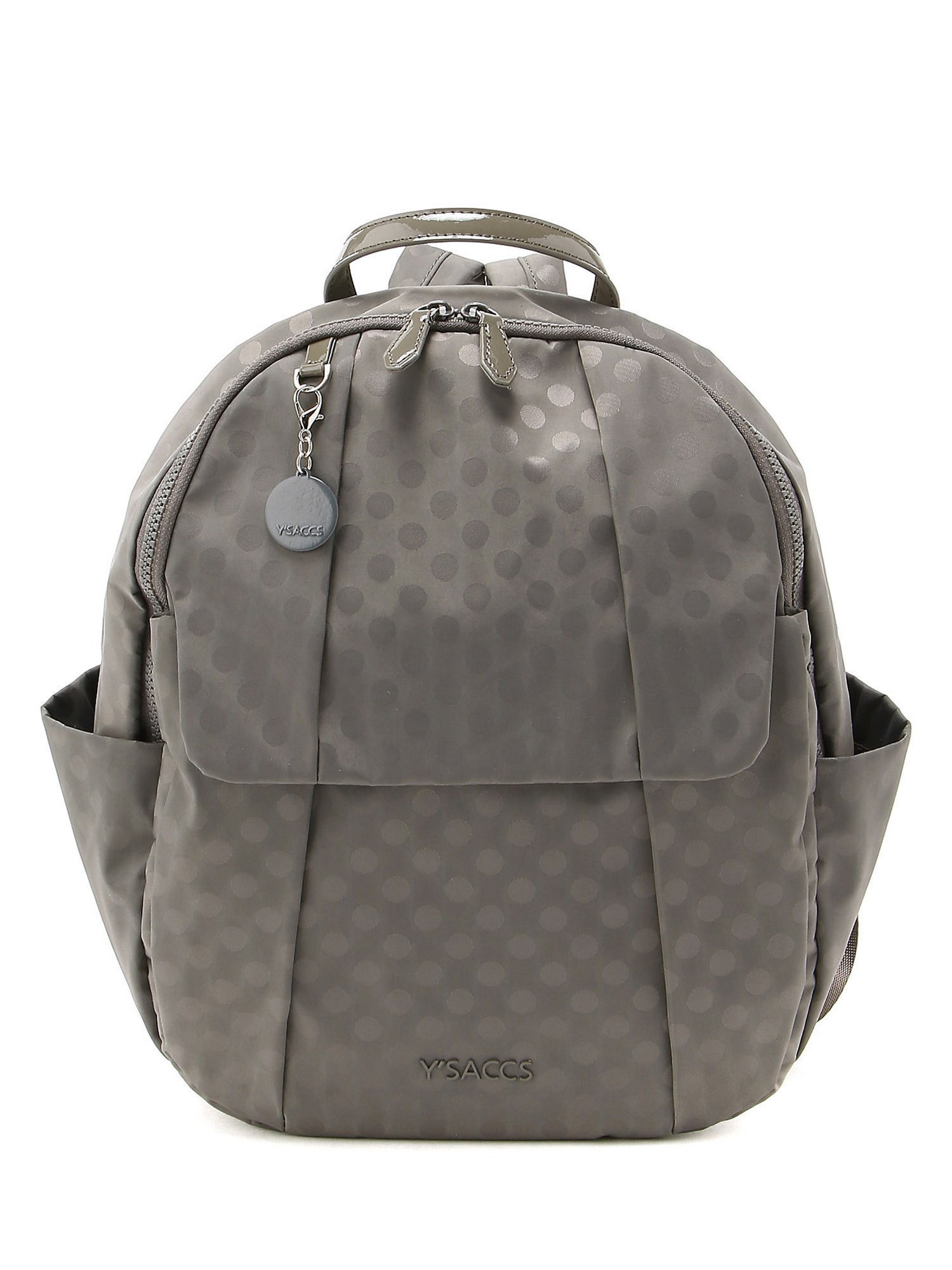 【その他のブランド/Other】のPolka Dots リュックサック インテリア・キッズ・メンズ・レディースファッション・服の通販 founy(ファニー) 　ファッション　Fashion　レディースファッション　Fashion for Women　エナメル　Patent Leather　コンビ　Combo, Combination Style　スタイリッシュ　Stylish, Fashionable　トラベル　Travel, Travel Gear　ドット　Polka Dot, Dot Pattern　フラップ　Flap, Flap Pocket　フロント　Front, Front Design　ポケット　Pocket, Pocket Detail　エレガント 上品　Elegant　グレー|ID: prp329100004833017 ipo3291000000035193080