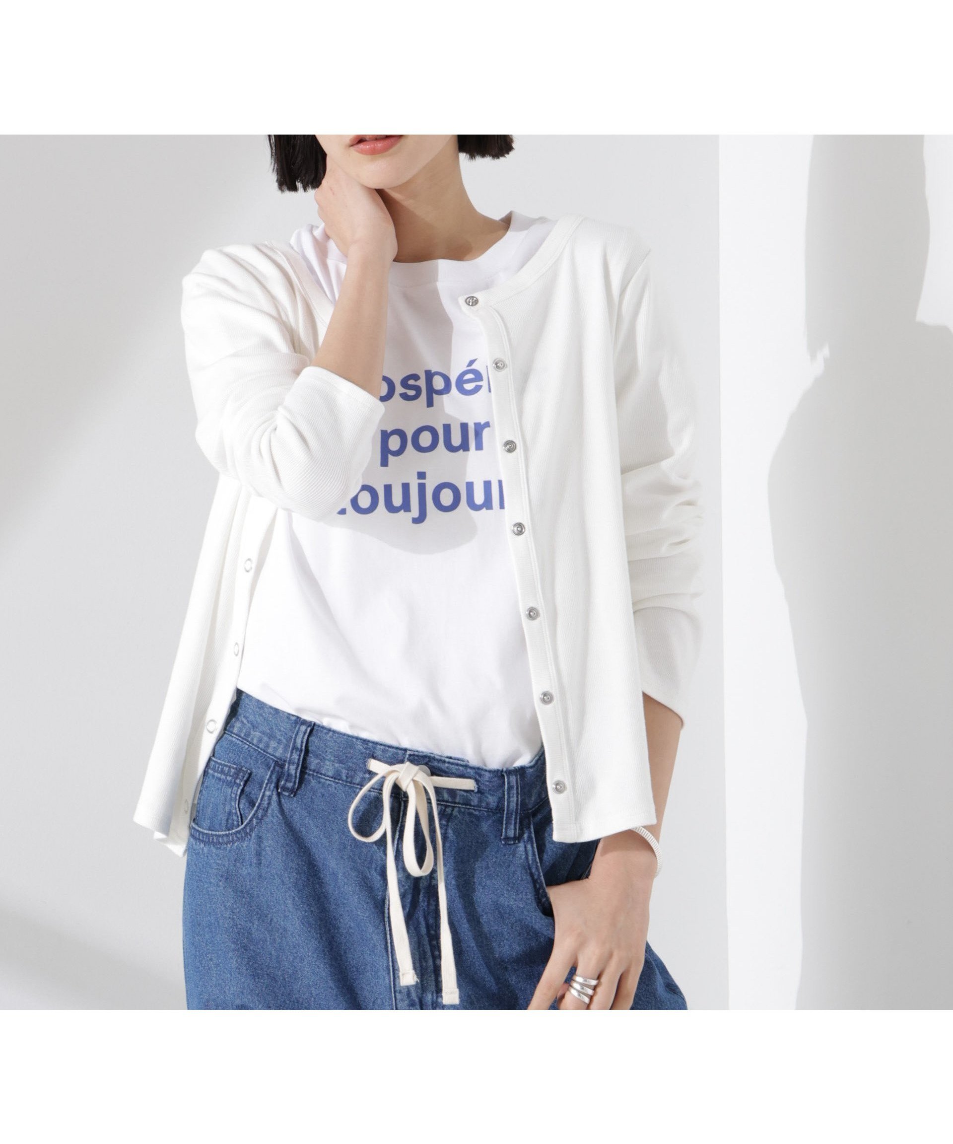 【ナノ ユニバース/nano universe】の前後2wayクルーネックリブカットカーディガン インテリア・キッズ・メンズ・レディースファッション・服の通販 founy(ファニー) 　ファッション　Fashion　レディースファッション　Fashion for Women　トップス・カットソー　Cut & Sew Tops　カーディガン・羽織り　Layered Style Cardigans　インナー　Innerwear　カットソー　Cut and Sewn Top　フロント　Front, Front Design　羽織　Haori, Light Jacket　ロング　Long, Long-Length　おすすめ　Recommended / Our Picks　2025年　2025　2025春夏・S/S　Spring/Summer 2025 SS25　ホワイト|ID: prp329100004833024 ipo3291000000035193211