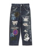 【ア ベイシング エイプ/A BATHING APE / KIDS】のBAPE EMBLEM DENIM PRINT SWEAT PANTS 人気、トレンドファッション・服の通販 founy(ファニー) ファッション Fashion キッズファッション Fashion for Kids ボトムス Bottoms ダメージ Distressed, Destroyed デニム Denim, Jeans Material プリント Print, Printed Pattern ユーズド Used, Vintage-Look thumbnail NAVY|ID: prp329100004833041 ipo3291000000035193447