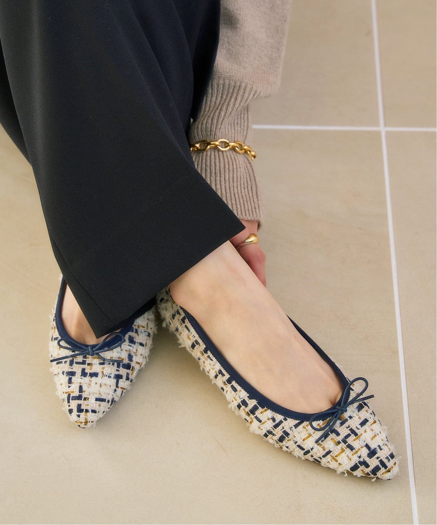 【ル タロン/Le Talon】のポインテッドツイードバレエ インテリア・キッズ・メンズ・レディースファッション・服の通販 founy(ファニー) 　ファッション　Fashion　レディースファッション　Fashion for Women　インソール　Shoe Insole　クッション　Cushion, Throw Pillow　タイツ　Tights, Legwear　ツイード　Twill, Twill Weave　バランス　Balance, Style Balance　定番　Standard, Basic Item　春　Spring　ナチュラル|ID: prp329100004833103 ipo3291000000035194209