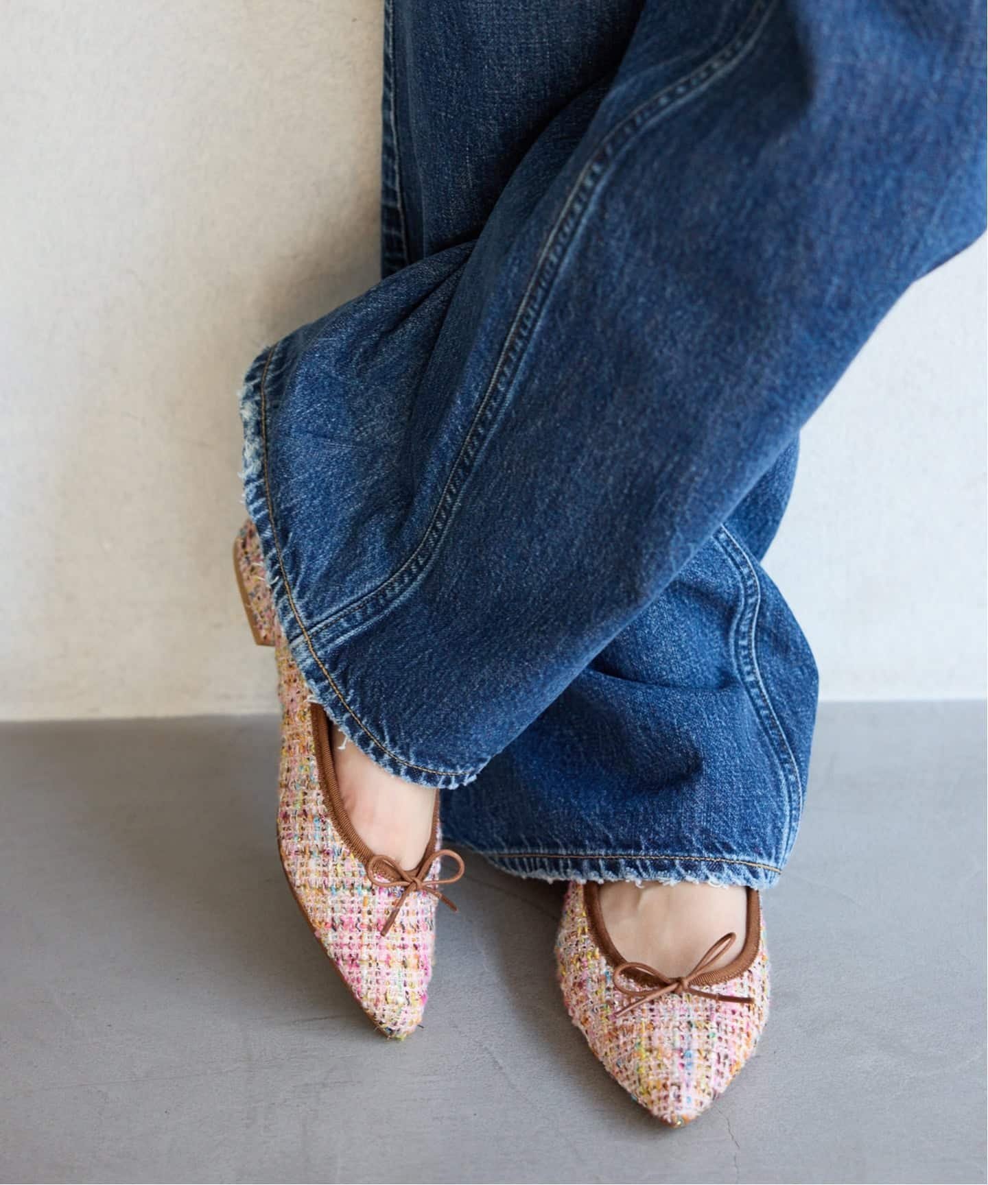 【ル タロン/Le Talon】のポインテッドツイードバレエ インテリア・キッズ・メンズ・レディースファッション・服の通販 founy(ファニー) 　ファッション　Fashion　レディースファッション　Fashion for Women　インソール　Shoe Insole　クッション　Cushion, Throw Pillow　タイツ　Tights, Legwear　ツイード　Twill, Twill Weave　バランス　Balance, Style Balance　定番　Standard, Basic Item　春　Spring　ピンク|ID: prp329100004833103 ipo3291000000035194211