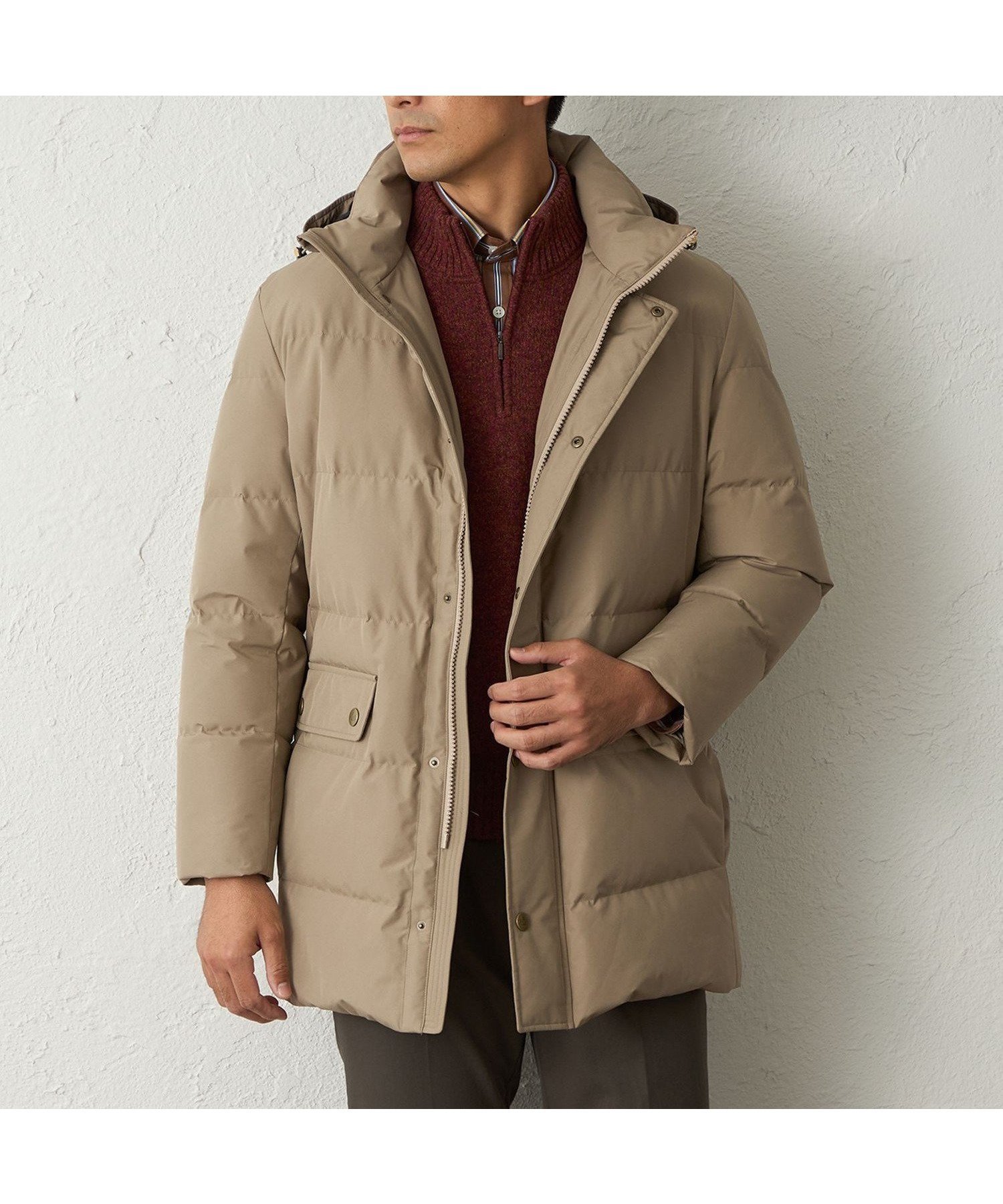 【その他のブランド/Other】の【はっ水】3レイヤーポリエステルロングダウンコート(2L・3Lあり) インテリア・キッズ・メンズ・レディースファッション・服の通販 founy(ファニー) 　ファッション　Fashion　メンズファッション　Fashion for Men　シンプル　Simple, Minimal　ダウン　Down, Puffer　エレガント 上品　Elegant　冬　Winter / This Winter　A/W・秋冬　Autumn/Winter　ベージュ|ID: prp329100004833155 ipo3291000000035194744