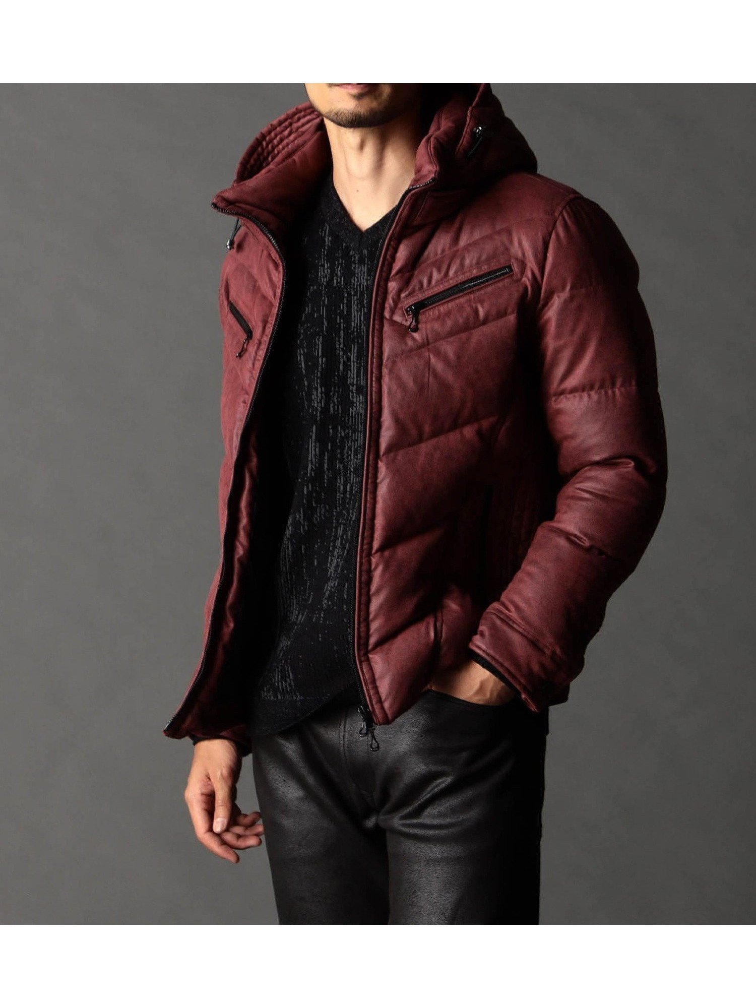 【ニコル/NICOLE / MEN】のムラプリントマイクロクロス ダウンブルゾン インテリア・キッズ・メンズ・レディースファッション・服の通販 founy(ファニー) 　ファッション　Fashion　メンズファッション　Fashion for Men　今季　This Season, Current Season　シェイプ　Shape, Slim Fit　シルバー　Silver, Metallic Silver　ストレッチ　Stretch, Stretchy Fabric　ダウン　Down, Puffer　ドット　Polka Dot, Dot Pattern　バイアス　Bias, Diagonal Cut　パッチ　Patch, Appliqué　フィット　Fit, Slim Fit　ブルゾン　Blouson, Bomber Jacket　プリント　Print, Printed Pattern　ポケット　Pocket, Pocket Detail　別注　Limited Edition, Custom Order　メタル　Metal, Metal Parts　ライダース　Riders　エレガント 上品　Elegant　16レンガ|ID: prp329100004833203 ipo3291000000035195095