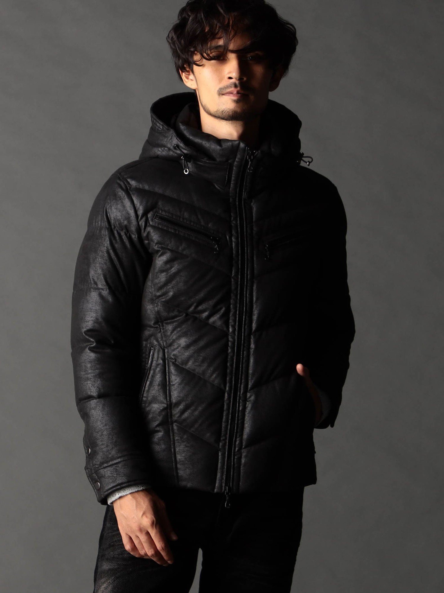 【ニコル/NICOLE / MEN】のムラプリントマイクロクロス ダウンブルゾン インテリア・キッズ・メンズ・レディースファッション・服の通販 founy(ファニー) 　ファッション　Fashion　メンズファッション　Fashion for Men　今季　This Season, Current Season　シェイプ　Shape, Slim Fit　シルバー　Silver, Metallic Silver　ストレッチ　Stretch, Stretchy Fabric　ダウン　Down, Puffer　ドット　Polka Dot, Dot Pattern　バイアス　Bias, Diagonal Cut　パッチ　Patch, Appliqué　フィット　Fit, Slim Fit　ブルゾン　Blouson, Bomber Jacket　プリント　Print, Printed Pattern　ポケット　Pocket, Pocket Detail　別注　Limited Edition, Custom Order　メタル　Metal, Metal Parts　ライダース　Riders　エレガント 上品　Elegant　49ブラック|ID: prp329100004833203 ipo3291000000035195097