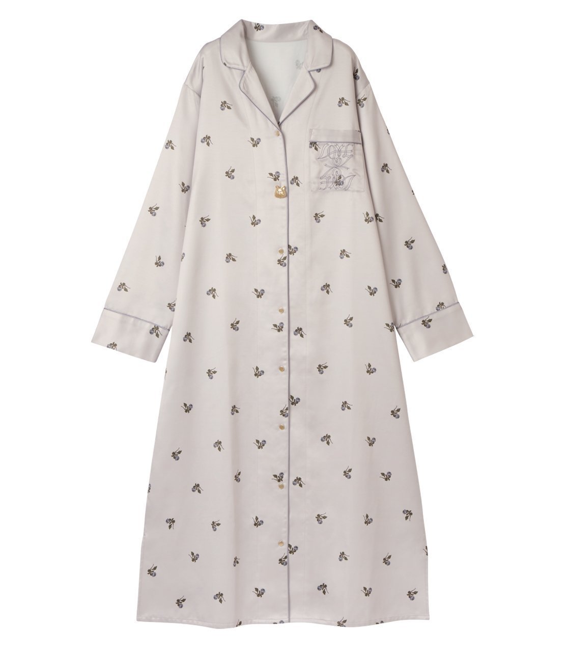 【ピーチジョン/PEACH JOHN】の人気チョコレートブランドとコラボ!肌側起毛プリントサテンシャツワンピース インテリア・キッズ・メンズ・レディースファッション・服の通販 founy(ファニー) 　ファッション　Fashion　レディースファッション　Fashion for Women　ワンピース　Dresses　シャツワンピース / 1枚で着映えコーデ　Shirt Dresses　コラボ　Collaboration, Collab　サテン　Satin, Glossy Fabric　スタンダード　Standard, Basic　スリット　Slit, Slit Detail　人気　Popular, Best Seller　猫　Cat, Kitty　パジャマ　Pajamas, Sleepwear　フロント　Front, Front Design　プリント　Print, Printed Pattern　ポケット　Pocket, Pocket Detail　メンズ　Men's, Menswear　モチーフ　Motif, Design Theme　ヨーク　Yoke, Yoke Design　リラックス　Relax, Relaxed Fit　ロング　Long, Long-Length　ローズ　Rose, Rose Motif　おすすめ　Recommended / Our Picks　お家時間・ステイホーム　Stay Home / At Home　エレガント 上品　Elegant　ギフト プレゼント　Gift / Present　グレー|ID: prp329100004833207 ipo3291000000035195157