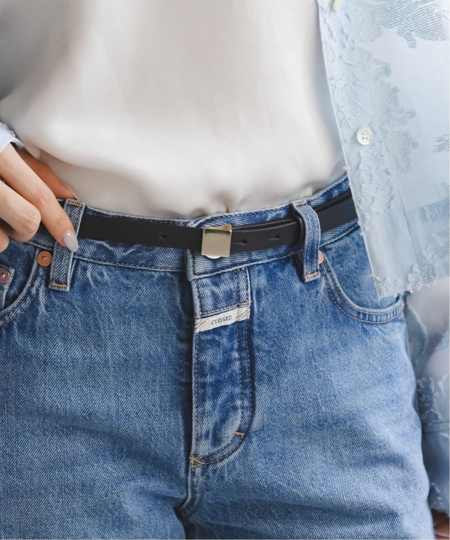 【ノーブル / スピック&スパン/NOBLE / Spick & Span】のLEFIJE/レフィエ スクエアバックルベルト(1.4cm) インテリア・キッズ・メンズ・レディースファッション・服の通販 founy(ファニー) 　ファッション　Fashion　レディースファッション　Fashion for Women　バッグ　Bags　ベルト&ウエストマーク　Belts & Waist Accessories　イタリア　Italy　カーディガン　Cardigan, Knitwear　クラシック　Classic, Timeless Style　ジャケット　Jacket, Outerwear　スクエア　Square, Square Shape　スマート　Smart, Elegant　ベーシック　Basic, Essential　モダン　Modern, Contemporary　おすすめ　Recommended / Our Picks　ブラック|ID: prp329100004833240 ipo3291000000035195526