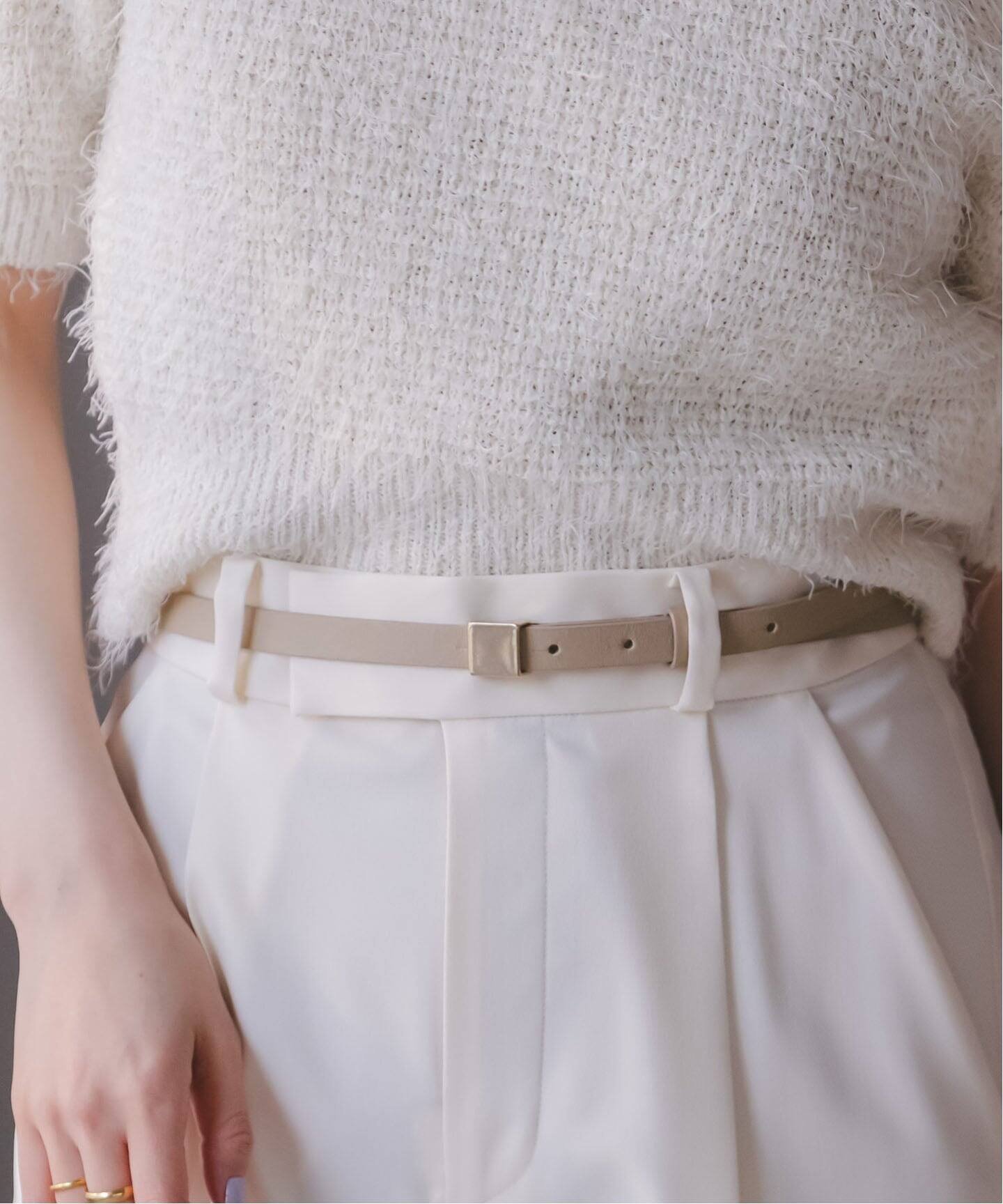 【ノーブル / スピック&スパン/NOBLE / Spick & Span】のLEFIJE/レフィエ スクエアバックルベルト(1.4cm) インテリア・キッズ・メンズ・レディースファッション・服の通販 founy(ファニー) 　ファッション　Fashion　レディースファッション　Fashion for Women　バッグ　Bags　ベルト&ウエストマーク　Belts & Waist Accessories　イタリア　Italy　カーディガン　Cardigan, Knitwear　クラシック　Classic, Timeless Style　ジャケット　Jacket, Outerwear　スクエア　Square, Square Shape　スマート　Smart, Elegant　ベーシック　Basic, Essential　モダン　Modern, Contemporary　おすすめ　Recommended / Our Picks　ベージュ|ID: prp329100004833240 ipo3291000000035195527