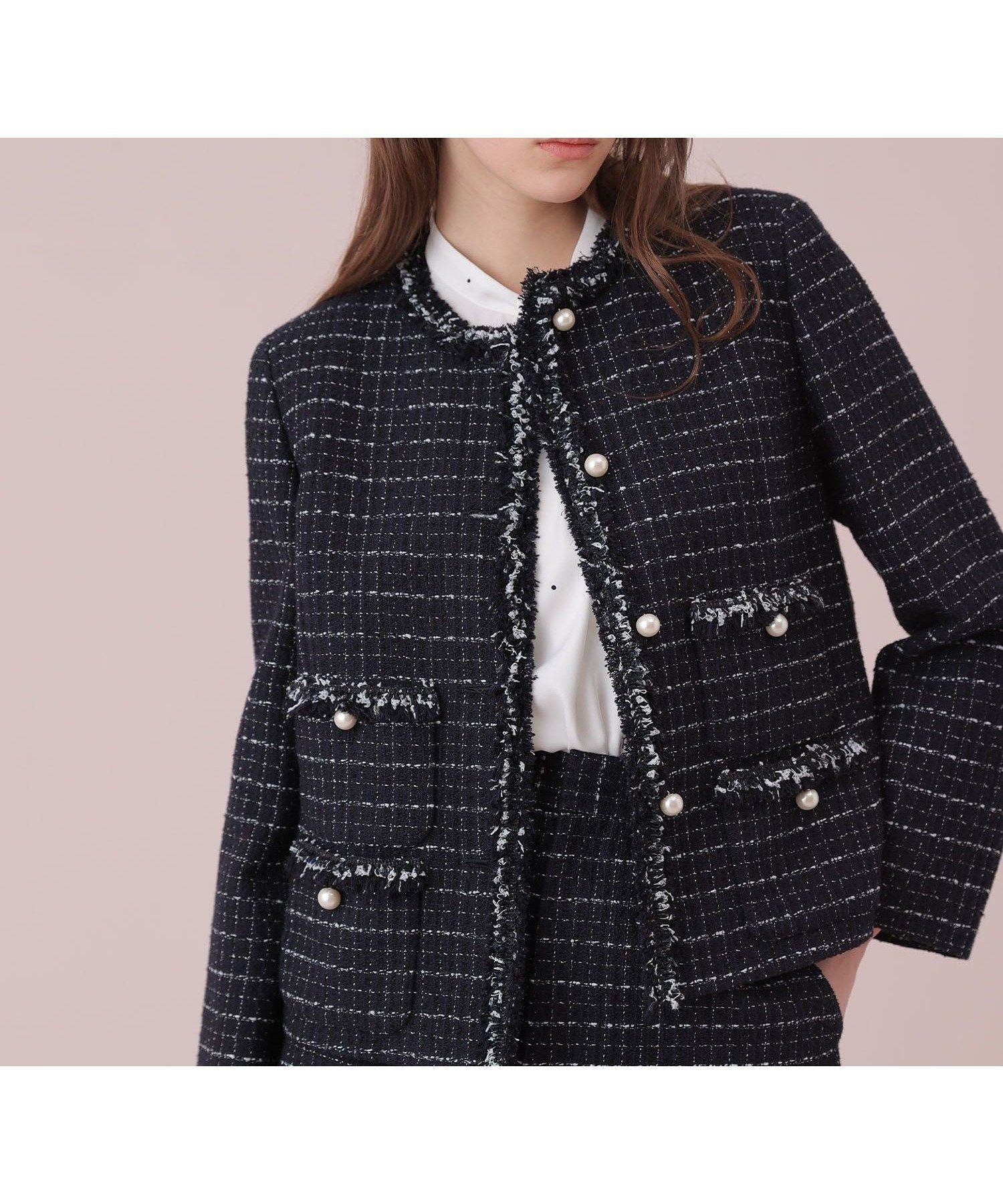 【アナイ/ANAYI】の【Eternal Line 2026】プレイドツイードノーカラー ジャケット インテリア・キッズ・メンズ・レディースファッション・服の通販 founy(ファニー) ファッション Fashion レディースファッション Fashion for Women アウター Coat / Outerwear Collection レディースジャケット・軽アウター Jackets ノーカラージャケット / シンプル上品コーデ Collarless Jackets オケージョン Occasion Wear コンパクト Compact, Small Size ジャケット Jacket, Outerwear スマート Smart, Elegant セットアップ Set-Up, Coordinated Outfit チェック Check, Plaid, Tartan ツイード Twill, Twill Weave ハーフ Half, Half-Length パール Pearl, Pearl Accent モノトーン Monotone, Black and White 再入荷 Restock / Back in Stock セレモニー Ceremony navy|ID: prp329100004833244 ipo3291000000035195591