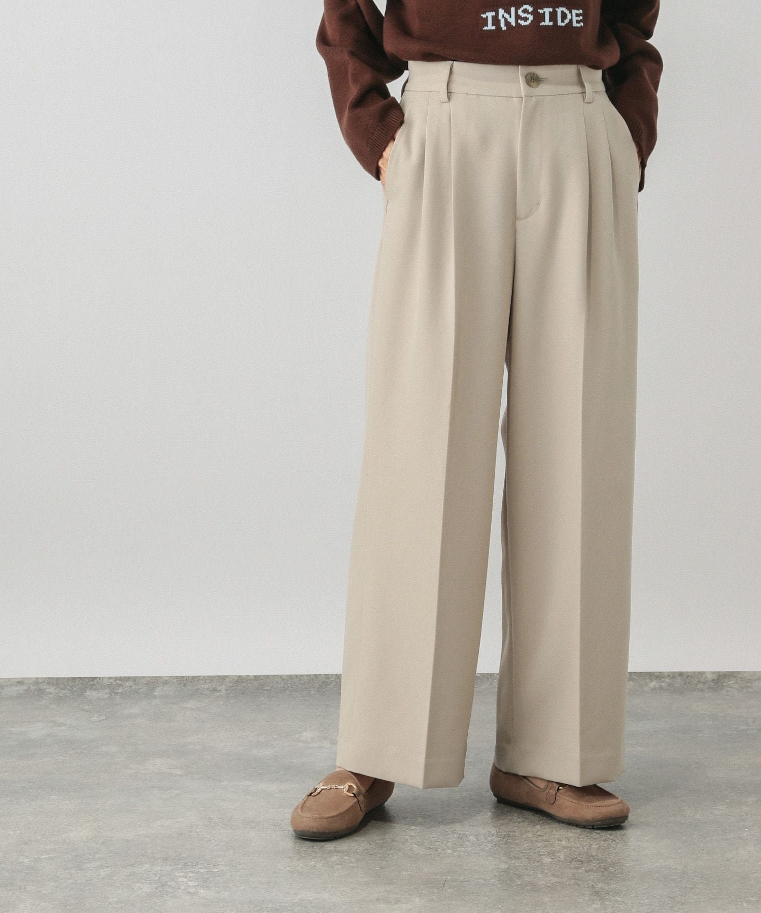 【グローバルワーク/GLOBAL WORK】のお手入れラクラクセットアップ/ワイドパンツ/611216 インテリア・キッズ・メンズ・レディースファッション・服の通販 founy(ファニー) 　ファッション　Fashion　レディースファッション　Fashion for Women　セットアップ　Matching Sets　レディースパンツ・ボトムス　Pants & Trousers / Bottoms　インナー　Innerwear　春　Spring　ジャケット　Jacket, Outerwear　ストレッチ　Stretch, Stretchy Fabric　セットアップ　Set-Up, Coordinated Outfit　センター　Center, Center Line　トレンド　Trend, Trending Now　フロント　Front, Front Design　ワイド　Wide, Wide Fit　おすすめ　Recommended / Our Picks　セレモニー　Ceremony　ビジネス 仕事 通勤　Business / Work / Commuting　ライトベージュ52|ID: prp329100004833258 ipo3291000000035195677