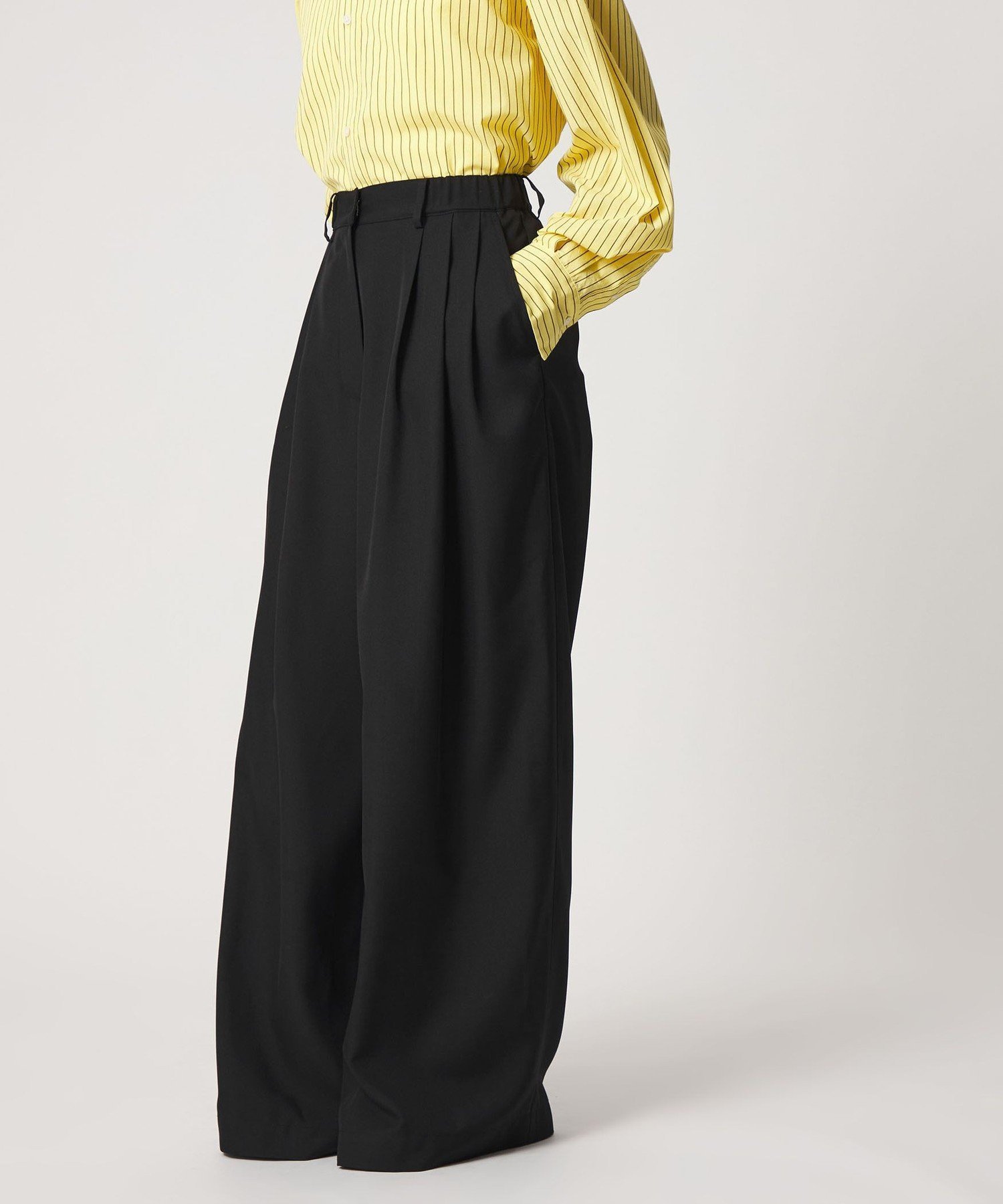 【シテン/CITEN】のCITEN 3タックイージーワイドパンツ インテリア・キッズ・メンズ・レディースファッション・服の通販 founy(ファニー) 　ファッション　Fashion　レディースファッション　Fashion for Women　パンツ　Pants & Trousers　コンパクト　Compact, Small Size　スラックス　Slacks, Dress Pants　定番　Standard, Basic Item　人気　Popular, Best Seller　バランス　Balance, Style Balance　フィット　Fit, Slim Fit　リラックス　Relax, Relaxed Fit　ワイド　Wide, Wide Fit　おすすめ　Recommended / Our Picks　BLACK|ID: prp329100004833273 ipo3291000000035195834