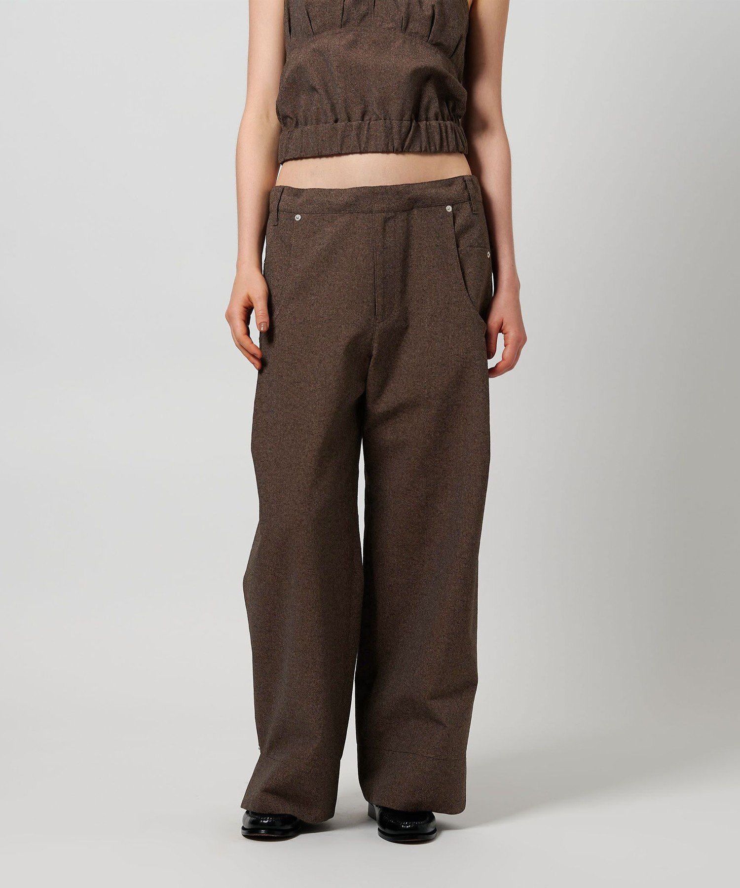 【ビューティ&ユース ユナイテッドアローズ/BEAUTY&YOUTH / UNITED ARROWS】のATTISESSION ウエストストリング ワイドパンツ インテリア・キッズ・メンズ・レディースファッション・服の通販 founy(ファニー) 　ファッション　Fashion　レディースファッション　Fashion for Women　パンツ　Pants & Trousers　キャミソール　Camisole, Spaghetti Strap Top　シンプル　Simple, Minimal　ストリング　String, Drawstring　スピンドル　Spindle, Drawcord　スリット　Slit, Slit Detail　デニム　Denim, Jeans Material　ポケット　Pocket, Pocket Detail　メランジ　Melange, Mixed Yarn　ランダム　Random, Irregular　ルーズ　Loose, Oversized　ロング　Long, Long-Length　ワイド　Wide, Wide Fit　おすすめ　Recommended / Our Picks　MD.BROWN|ID: prp329100004833293 ipo3291000000035196047