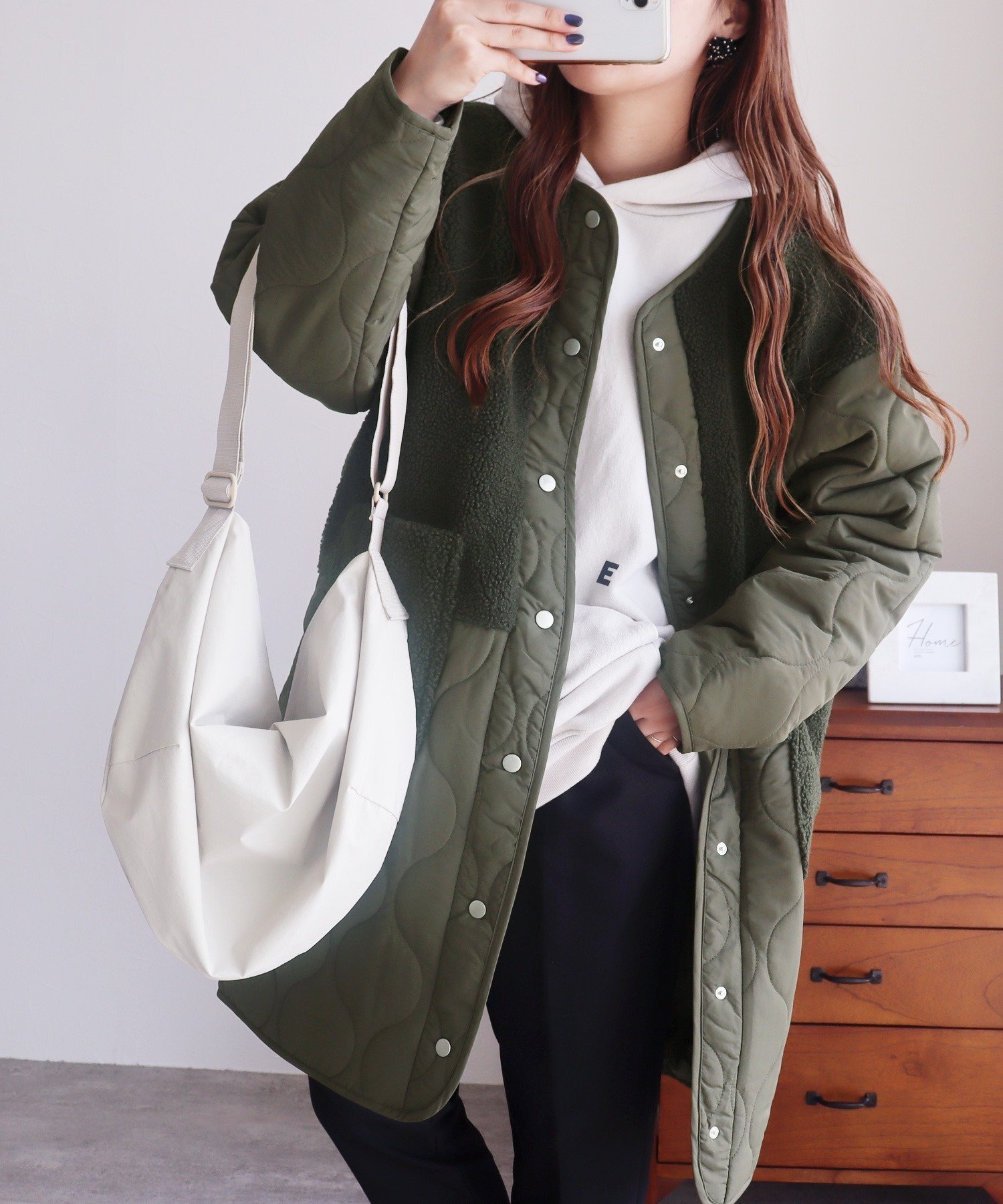 【レカ/reca】のノーカラーボア*ひょうたんキルトコート(y9961) reca 人気、トレンドファッション・服の通販 founy(ファニー) 　ファッション　Fashion　レディースファッション　Fashion for Women　アウター　Coat / Outerwear Collection　コート・ロングコート・ピーコート　Long Coats, Peacoats & More　インナー　Innerwear　キルティング　Quilted, Quilting　キルト　Quilt, Quilted Fabric　ストール　Stole, Wrap　トレンド　Trend, Trending Now　 other-1|ID: prp329100004833294 ipo3291000000035196076