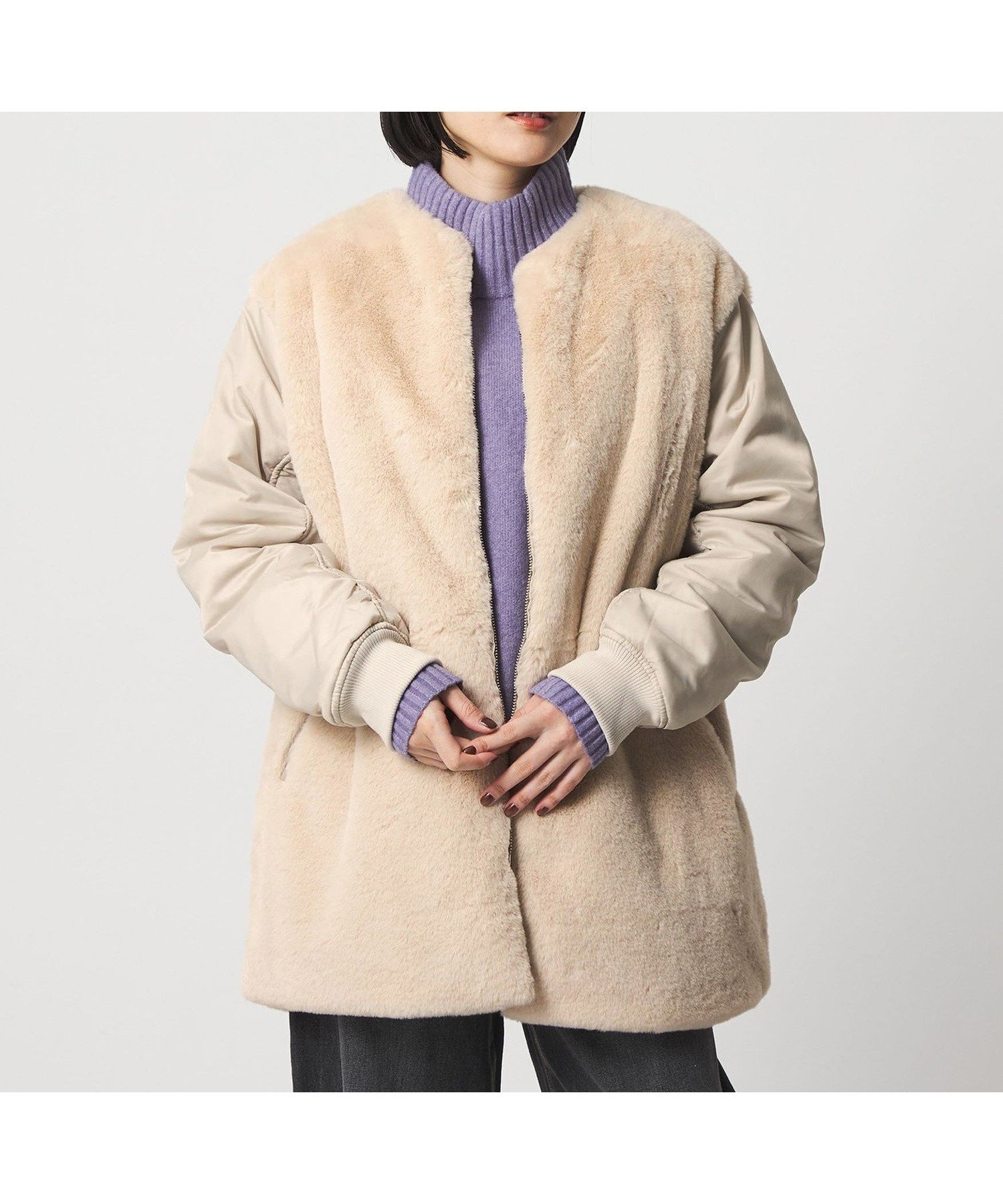 【ユナイテッドアローズ/UNITED ARROWS】のフェイクファー*ナイロン コンビブルゾン A DAY IN THE LIFE インテリア・キッズ・メンズ・レディースファッション・服の通販 founy(ファニー) 　ファッション　Fashion　レディースファッション　Fashion for Women　アウター　Coat / Outerwear Collection　ブルゾンジャケット・スポーティアウター　Blouson Jackets　コンビ　Combo, Combination Style　シンプル　Simple, Minimal　ジップ　Zip, Zipper　トレンド　Trend, Trending Now　人気　Popular, Best Seller　バランス　Balance, Style Balance　フェイクファー　Faux Fur, Imitation Fur　ブルゾン　Blouson, Bomber Jacket　プリーツ　Pleats, Pleated　ベスト　Vest, Waistcoat　ミックス　Mix, Mixed Style　アウトレット　Outlet / Clearance　おすすめ　Recommended / Our Picks　ビジネス 仕事 通勤　Business / Work / Commuting　NATURAL|ID: prp329100004833296 ipo3291000000035196134