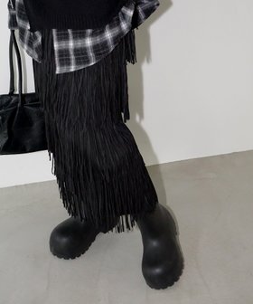 【チュクラ/chuclla】のレイヤードフリンジ ロングスカート chw25a139 人気、トレンドファッション・服の通販 founy(ファニー) ファッション Fashion レディースファッション Fashion for Women スカート Skirts ロングスカート Long Skirts / Maxi & Midi Skirts フリンジ Fringe, Tassel ポケット Pocket, Pocket Detail ループ Loop, Loop Knit ロング Long, Long-Length |ID:prp329100004833331