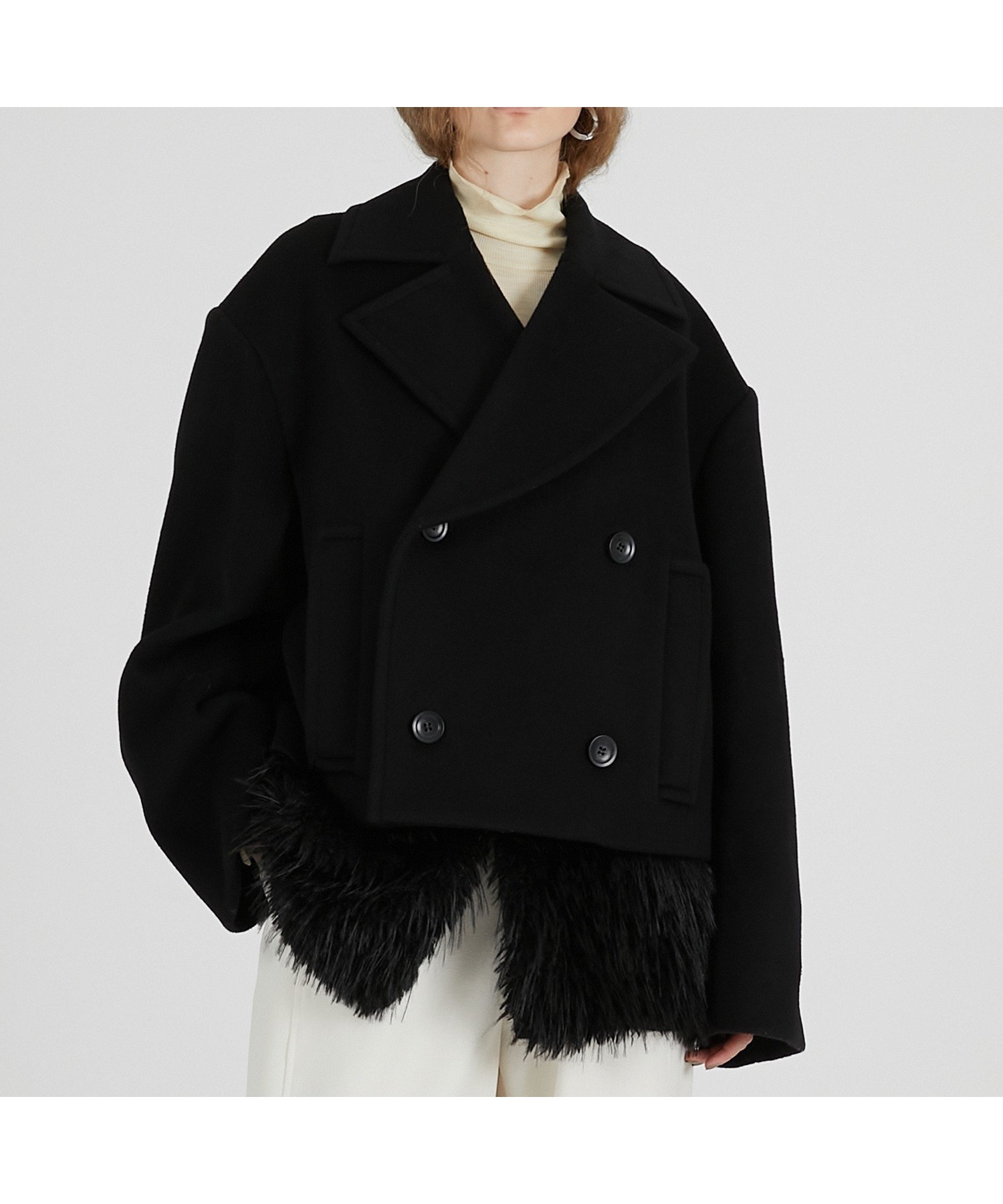 【プランク プロジェクト/PRANK PROJECT】のファーレイヤードピーコート インテリア・キッズ・メンズ・レディースファッション・服の通販 founy(ファニー) 　ファッション　Fashion　レディースファッション　Fashion for Women　アウター　Coat / Outerwear Collection　コート・ロングコート・ピーコート　Long Coats, Peacoats & More　ショルダー　Shoulder, Shoulder Strap　フェイクファー　Faux Fur, Imitation Fur　モダン　Modern, Contemporary　BLK|ID: prp329100004833338 ipo3291000000035196552