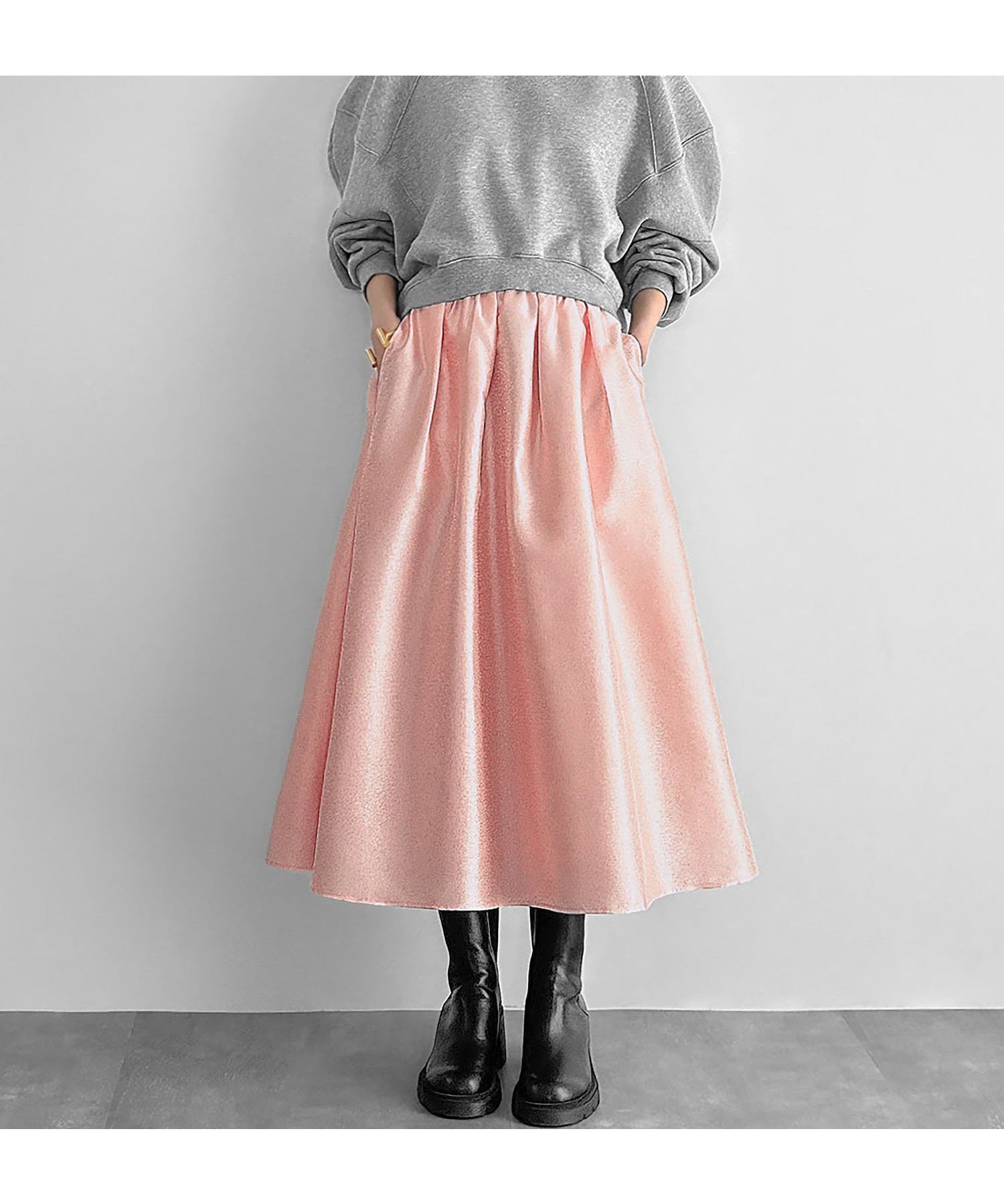 【ガール/GIRL】のシャイニータックフレアロングスカート【洗える】 インテリア・キッズ・メンズ・レディースファッション・服の通販 founy(ファニー) 　ファッション　Fashion　レディースファッション　Fashion for Women　スカート　Skirts　ロングスカート　Long Skirts / Maxi & Midi Skirts　ギャザー　Gathered, Ruffled　シンプル　Simple, Minimal　フレア　Flare, Flared　ポケット　Pocket, Pocket Detail　エレガント 上品　Elegant　洗える　Machine Washable　PK|ID: prp329100004833345 ipo3291000000035196701