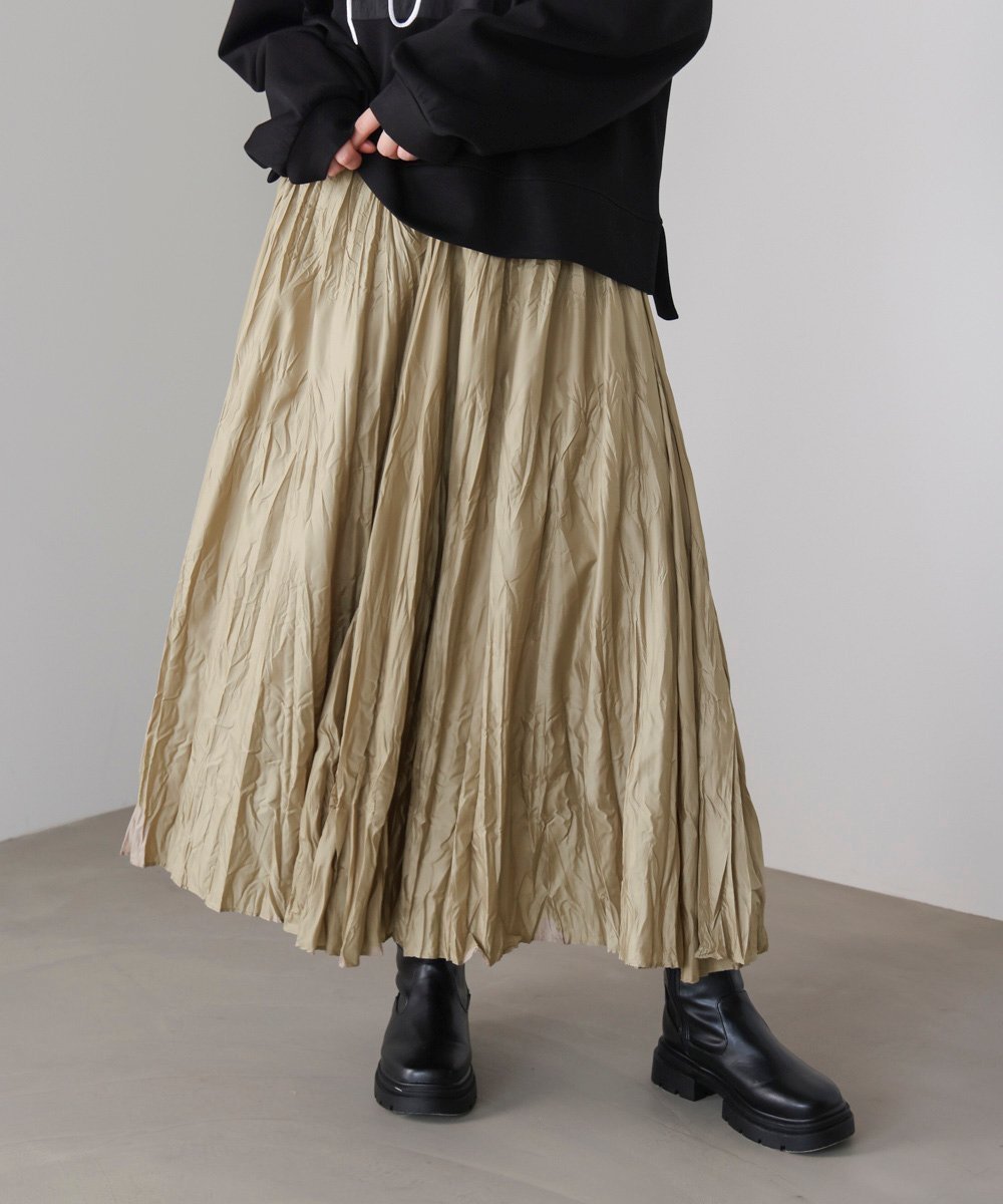 【バブ ブージュルード/Bab Bou Jeloud】のワッシャーマットサテンスカート インテリア・キッズ・メンズ・レディースファッション・服の通販 founy(ファニー) 　ファッション　Fashion　レディースファッション　Fashion for Women　スカート　Skirts　今季　This Season, Current Season　サテン　Satin, Glossy Fabric　バランス　Balance, Style Balance　リラックス　Relax, Relaxed Fit　ロング　Long, Long-Length　再入荷　Restock / Back in Stock　おすすめ　Recommended / Our Picks　BEIGE|ID: prp329100004833370 ipo3291000000035197070