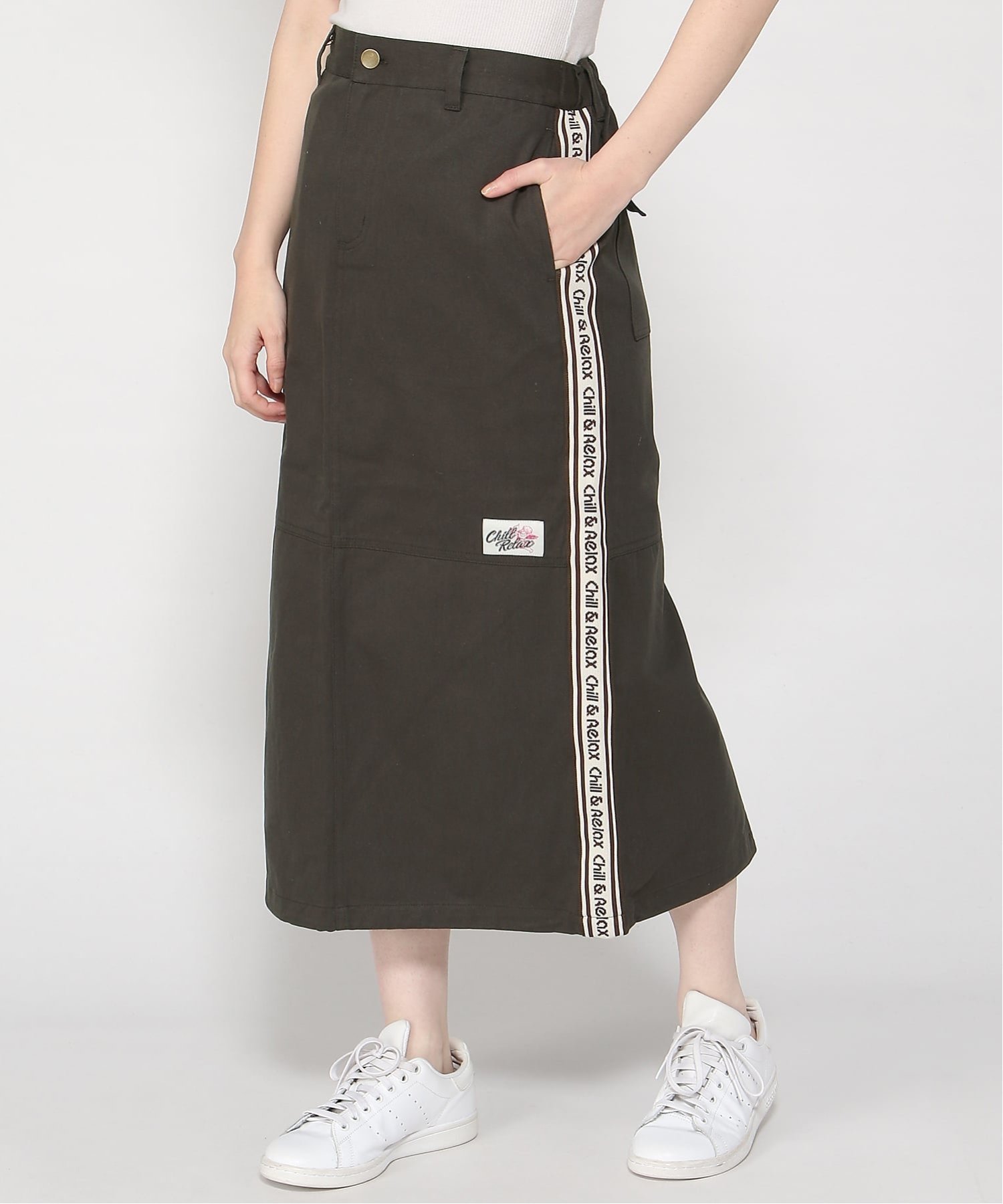 【フララニハワイ/Hula Lani Hawaii】のchillax/綿ツイル ラインスカート 人気、トレンドファッション・服の通販 founy(ファニー) 　ファッション　Fashion　レディースファッション　Fashion for Women　スカート　Skirts　スニーカー　Sneakers, Trainers　ツイル　Twist, Twisted Detail　トレンド　Trend, Trending Now　フォルム　Silhouette, Form　ロング　Long, Long-Length　 other-1|ID: prp329100004833373 ipo3291000000035197104