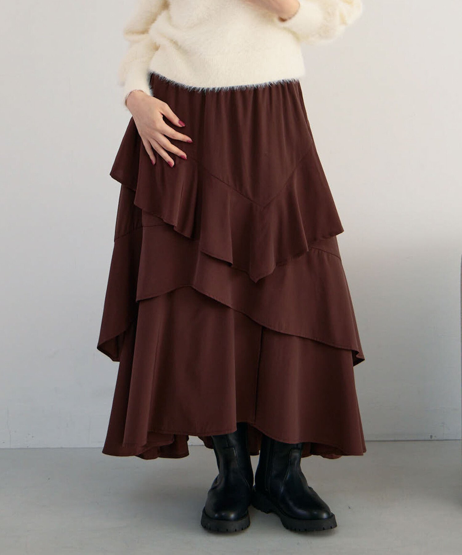 【アルシーヴ/archives】のマットフリルティアードスカート 人気、トレンドファッション・服の通販 founy(ファニー) 　ファッション　Fashion　レディースファッション　Fashion for Women　スカート　Skirts　ティアードスカート　Tiered Skirts　トレンド　Trend, Trending Now　フリル　Frill, Ruffle　リラックス　Relax, Relaxed Fit　洗える　Machine Washable　A/W・秋冬　Autumn/Winter　 other-1|ID: prp329100004833387 ipo3291000000035197245