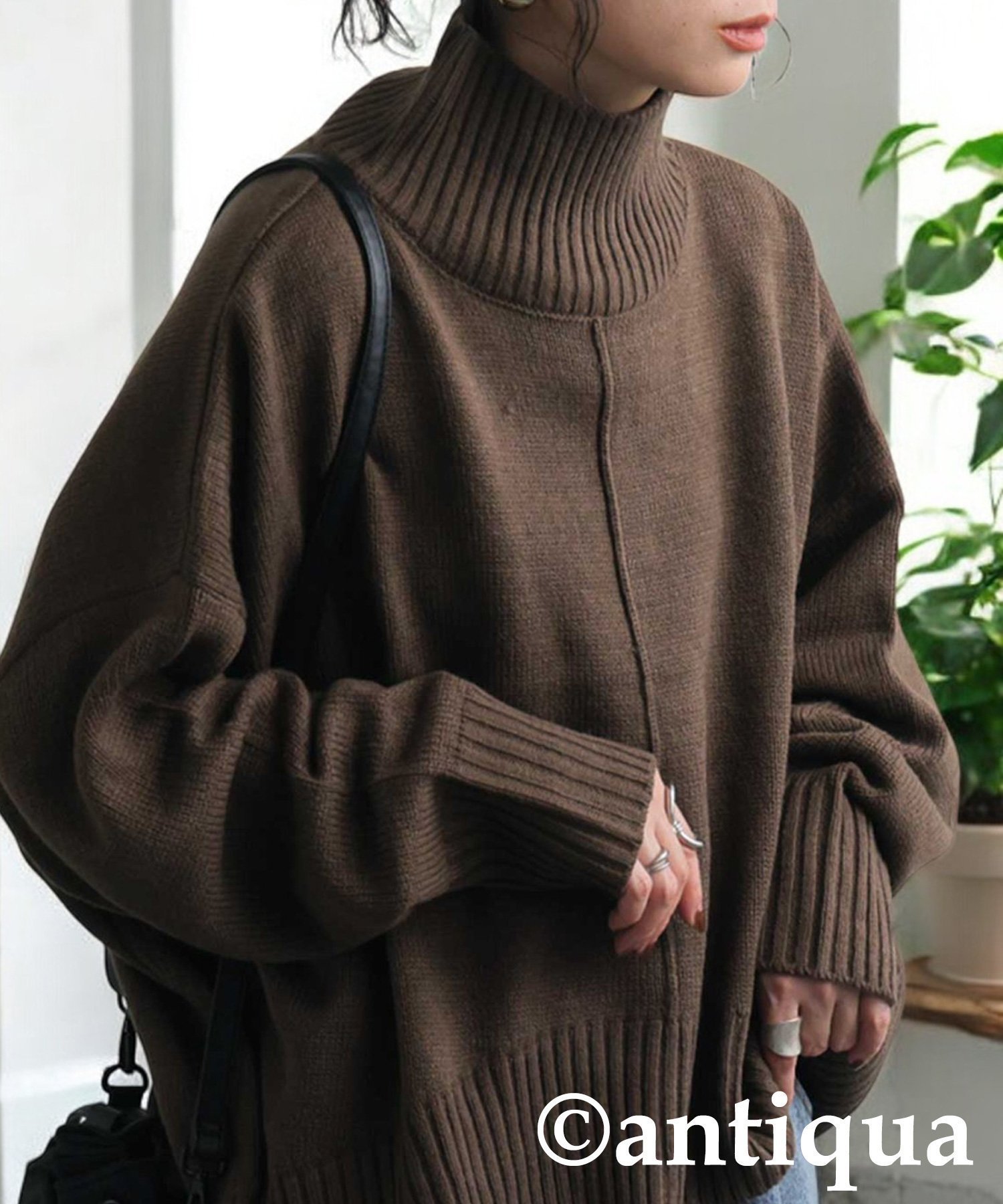 【アンティカ/antiqua】のantiqua アンティカ ハイネック ニット レディース 無地 長袖 PN-00432 インテリア・キッズ・メンズ・レディースファッション・服の通販 founy(ファニー) 　ファッション　Fashion　レディースファッション　Fashion for Women　トップス・カットソー　Cut & Sew Tops　ニット　Knit Tops & Sweaters　インナー　Innerwear　オレンジ　Orange　タートルネック　Turtleneck, High Neck　トレンド　Trend, Trending Now　定番　Standard, Basic Item　長袖　Long Sleeve, Full Sleeve　ハイネック　High Neck, Mock Neck　パープル　Purple, Violet　無地　Plain, Solid Color　ラウンド　Round, Round Neck　リラックス　Relax, Relaxed Fit　ワイド　Wide, Wide Fit　エレガント 上品　Elegant　10 トープ|ID: prp329100004833424 ipo3291000000035197627