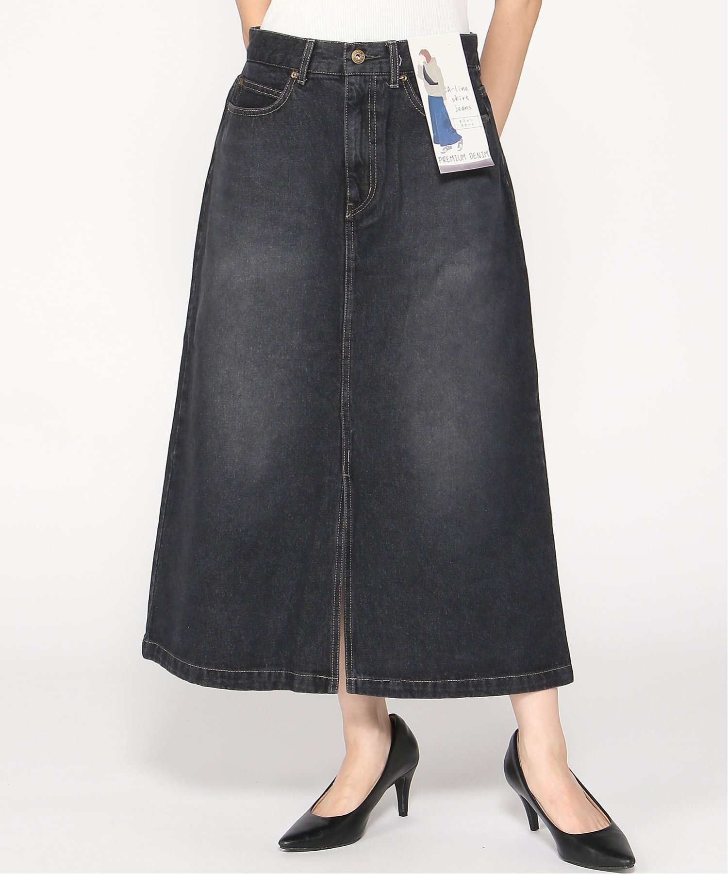 【ジーンズメイト/JEANS MATE】のC-FORT POINT/デニム スカート インテリア・キッズ・メンズ・レディースファッション・服の通販 founy(ファニー) ファッション Fashion レディースファッション Fashion for Women スカート Skirts デニム Denim, Jeans Material ロング Long, Long-Length ブラック|ID: prp329100004833426 ipo3291000000035197639