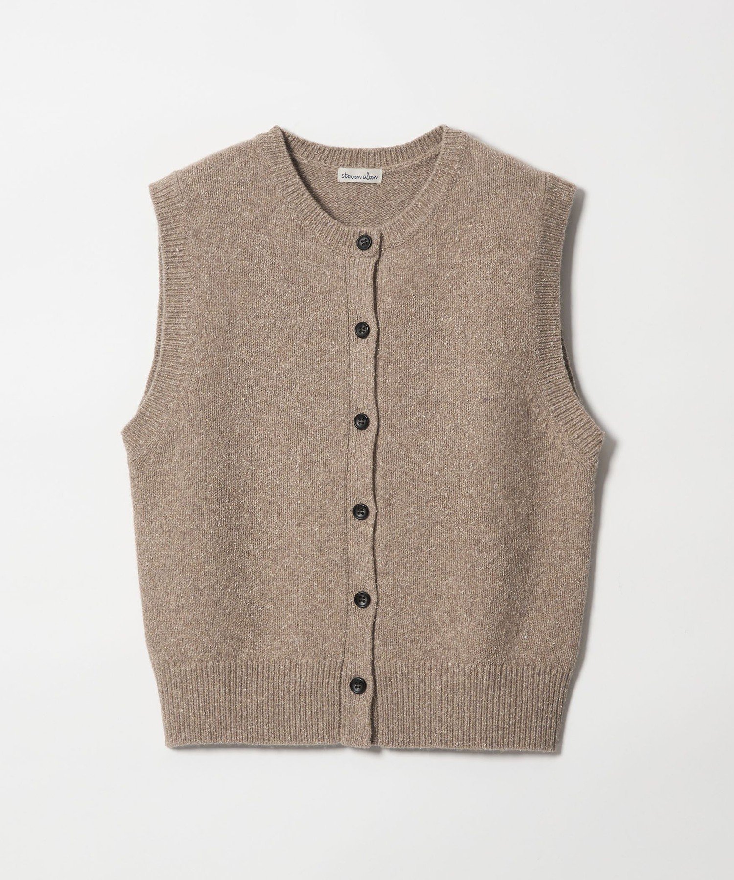 【ビューティ&ユース ユナイテッドアローズ/BEAUTY&YOUTH / UNITED ARROWS】のSteven Alan ウール シルク クルーネック ベスト インテリア・キッズ・メンズ・レディースファッション・服の通販 founy(ファニー) 　ファッション　Fashion　レディースファッション　Fashion for Women　アウター　Coat / Outerwear Collection　トップス・カットソー　Cut & Sew Tops　ベスト&ジレ / 重ね着スタイル　Vests & Gilets　カットソー　Cut and Sewn Top　コンパクト　Compact, Small Size　シルク　Silk, 100% Silk　シンプル　Simple, Minimal　ネップ　Nepp, Slub Yarn　フロント　Front, Front Design　ベスト　Vest, Waistcoat　BEIGE|ID: prp329100004833428 ipo3291000000035197652