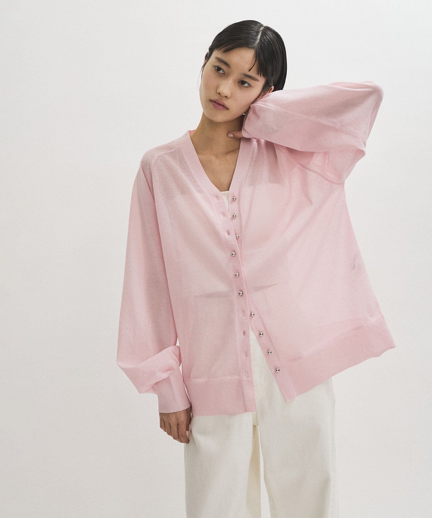 【アダム エ ロペ/ADAM ET ROPE'】の【WEB限定】・【サステナブル】メニーボタンシアーニットカーディガン インテリア・キッズ・メンズ・レディースファッション・服の通販 founy(ファニー) 　ファッション　Fashion　レディースファッション　Fashion for Women　トップス・カットソー　Cut & Sew Tops　ニット　Knit Tops & Sweaters　カーディガン・羽織り　Layered Style Cardigans　インナー　Innerwear　春　Spring　洗える　Machine Washable　カーディガン　Cardigan, Knitwear　シルバー　Silver, Metallic Silver　タンク　Tank Top, Sleeveless Top　デニム　Denim, Jeans Material　プリント　Print, Printed Pattern　ボトム　Bottoms, Lower Wear　ポケット　Pocket, Pocket Detail　メタル　Metal, Metal Parts　ワイド　Wide, Wide Fit　S/S・春夏　SS, Spring/Summer, Warm Season　おすすめ　Recommended / Our Picks　夏　Summer　2025年　2025　2025春夏・S/S　Spring/Summer 2025 SS25　ピンク(63)|ID: prp329100004833434 ipo3291000000035197686