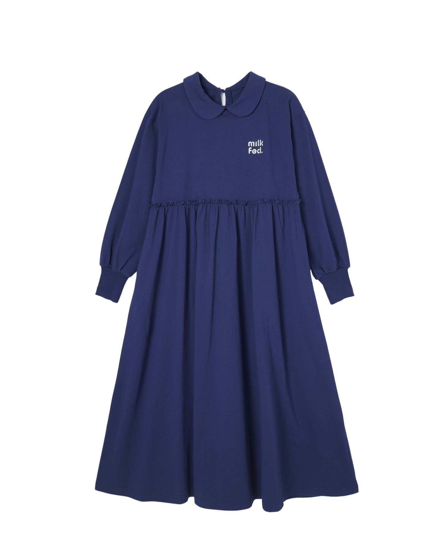 【ミルクフェド/MILKFED.】のROUND COLLAR GATHERED DRESS インテリア・キッズ・メンズ・レディースファッション・服の通販 founy(ファニー) 　ファッション　Fashion　レディースファッション　Fashion for Women　ワンピース　Dresses　フォーマル・パーティードレス・結婚式用ドレス　Elegant & Casual Dresses　キャップ　Cap, Baseball Cap　ギャザー　Gathered, Ruffled　スニーカー　Sneakers, Trainers　ソックス　Socks, Hosiery　バルーン　Balloon, Balloon Silhouette　マキシ　Maxi, Full Length　ミリタリー　Military, Army Style　ロング　Long, Long-Length　再入荷　Restock / Back in Stock　おすすめ　Recommended / Our Picks　NAVY|ID: prp329100004833435 ipo3291000000035197685