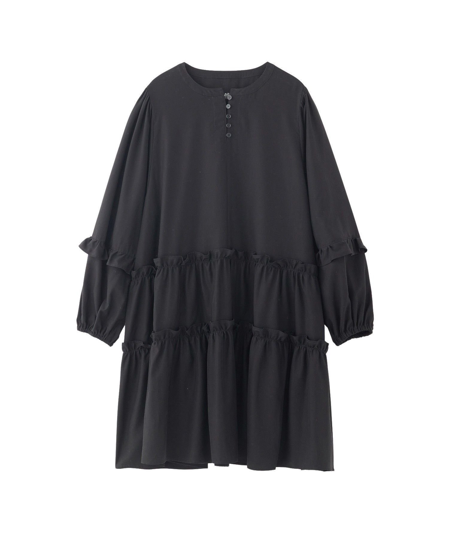 【ミルクフェド/MILKFED.】のTIERED DRESS インテリア・キッズ・メンズ・レディースファッション・服の通販 founy(ファニー) 　ファッション　Fashion　レディースファッション　Fashion for Women　ワンピース　Dresses　フォーマル・パーティードレス・結婚式用ドレス　Elegant & Casual Dresses　ガーリー　Girly, Feminine Style　ショート　Short, Short Length　タイツ　Tights, Legwear　ティアード　Tiered, Tiered Style　デニム　Denim, Jeans Material　ドレス　Dress, One-Piece　バランス　Balance, Style Balance　フリル　Frill, Ruffle　フロント　Front, Front Design　ロング　Long, Long-Length　再入荷　Restock / Back in Stock　おすすめ　Recommended / Our Picks　BLACK|ID: prp329100004833438 ipo3291000000035197714