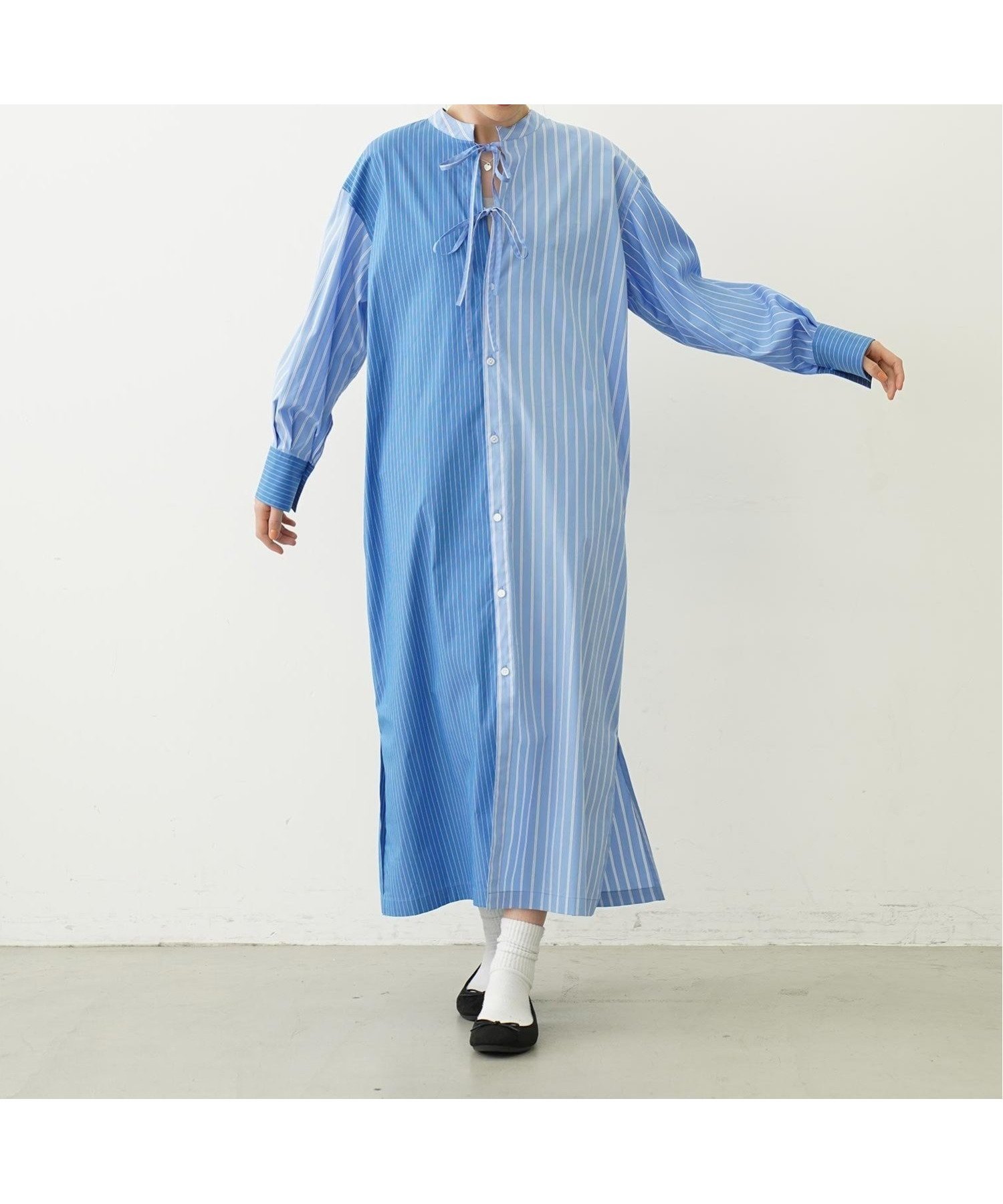 【ミルクフェド/MILKFED.】のSTRIPED SKIPPER DRESS インテリア・キッズ・メンズ・レディースファッション・服の通販 founy(ファニー) 　ファッション　Fashion　レディースファッション　Fashion for Women　ワンピース　Dresses　フォーマル・パーティードレス・結婚式用ドレス　Elegant & Casual Dresses　シャツワンピ　Shirt Dress, Shirt One-Piece　ストレート　Straight, Straight Cut　デニム　Denim, Jeans Material　ブロード　Broadcloth, Fine Cotton　ポケット　Pocket, Pocket Detail　マキシ　Maxi, Full Length　ロング　Long, Long-Length　再入荷　Restock / Back in Stock　おすすめ　Recommended / Our Picks　LtBLUE|ID: prp329100004833441 ipo3291000000035197741