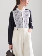 【テチチ/Te chichi】の【WEB限定カラーあり】フロントレースブラウス 人気、トレンドファッション・服の通販 founy(ファニー) ファッション Fashion レディースファッション Fashion for Women トップス・カットソー Cut & Sew Tops シャツ・ブラウス・オフィスカジュアル Elegant Blouses & Button-Ups インナー Innerwear デニム Denim, Jeans Material フロント Front, Front Design レース Lace, Lace Fabric ワイド Wide, Wide Fit 人気 Popular, Best Seller 切替 Switching, Contrast Panel thumbnail ネイビー|ID: prp329100004833451 ipo3291000000035197799