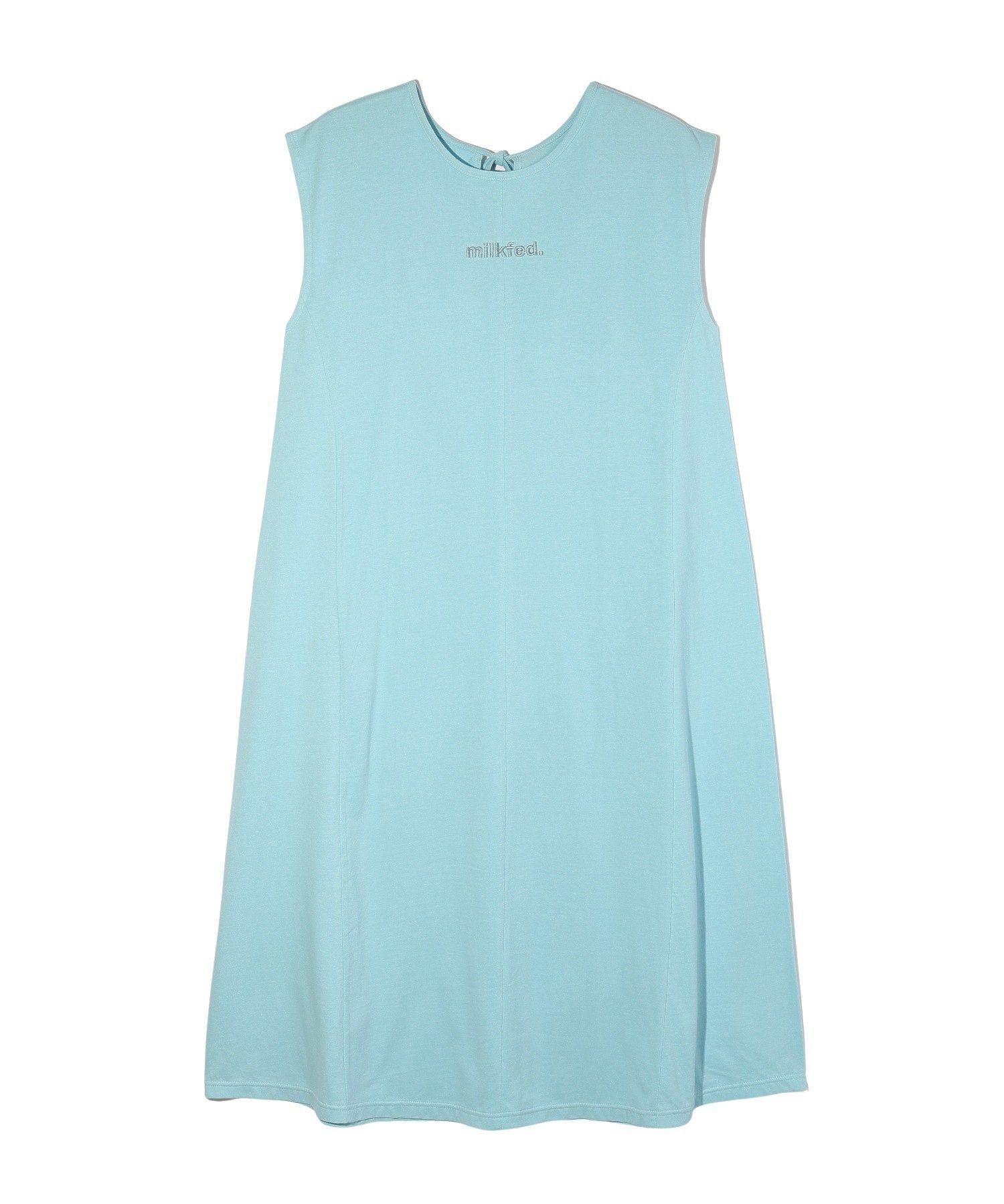 【ミルクフェド/MILKFED.】のSLEEVELSS LOGO DRESS インテリア・キッズ・メンズ・レディースファッション・服の通販 founy(ファニー) 　ファッション　Fashion　レディースファッション　Fashion for Women　トップス・カットソー　Cut & Sew Tops　ワンピース　Dresses　フォーマル・パーティードレス・結婚式用ドレス　Elegant & Casual Dresses　キャップ　Cap, Baseball Cap　切替　Switching, Contrast Panel　サングラス　Sunglasses, Shades　サンダル　Sandals, Summer Shoes　スニーカー　Sneakers, Trainers　ソックス　Socks, Hosiery　パターン　Pattern, Design Print　マキシ　Maxi, Full Length　リゾート　Resort, Vacation Style　ロング　Long, Long-Length　再入荷　Restock / Back in Stock　おすすめ　Recommended / Our Picks　LtBLUE|ID: prp329100004833474 ipo3291000000035197958
