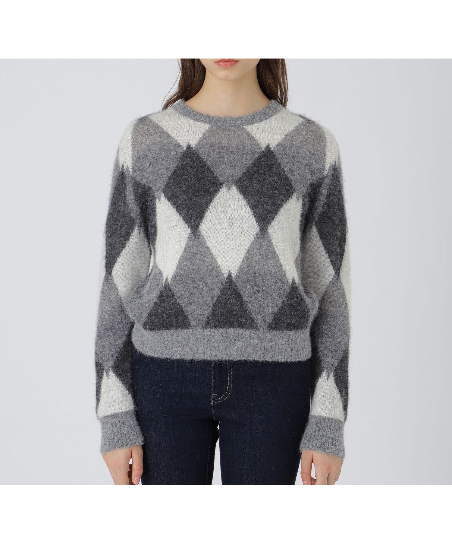 【ブルーレーベル クレストブリッジ/BLUE LABEL CRESTBRIDGE】のヘアリーアーガイルニット 人気、トレンドファッション・服の通販 founy(ファニー) 　ファッション　Fashion　レディースファッション　Fashion for Women　トップス・カットソー　Cut & Sew Tops　ニット　Knit Tops & Sweaters　ボックス　Boxy, Box Shape　リラックス　Relax, Relaxed Fit　エレガント 上品　Elegant　 other-1|ID: prp329100004833503 ipo3291000000035198278