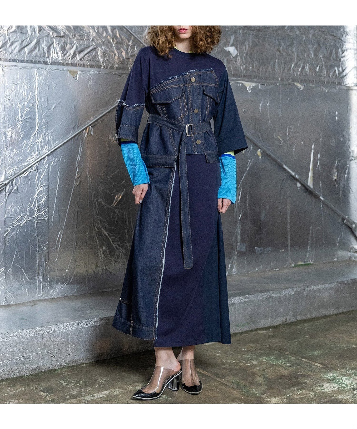 【アウラアイラ/AULA AILA】のデニムコンビネーションワンピース インテリア・キッズ・メンズ・レディースファッション・服の通販 founy(ファニー) ファッション Fashion レディースファッション Fashion for Women ワンピース Dresses 2026年 2026 ストレッチ Stretch, Stretchy Fabric タフタ Taffeta, Structured Fabric デニム Denim, Jeans Material リメイク Remake, Reconstructed ロング Long, Long-Length 夏 Summer S/S・春夏 SS, Spring/Summer, Warm Season NAVY×INDIGO|ID: prp329100004833504 ipo3291000000035198302