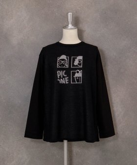 【スタジオピッコーネ/STUDIO PICONE】の【スタジオピッコーネ公式】異素材切替イラストニット 人気、トレンドファッション・服の通販 founy(ファニー) ファッション Fashion レディースファッション Fashion for Women トップス・カットソー Cut & Sew Tops ニット Knit Tops & Sweaters イラスト Illustration カットソー Cut and Sewn Top シンプル Simple, Minimal ストーン Stone, Gem-Like ドレープ Drape, Draping Fabric バランス Balance, Style Balance フロント Front, Front Design ラウンド Round, Round Neck エレガント 上品 Elegant 切替 Switching, Contrast Panel 長袖 Long Sleeve, Full Sleeve |ID:prp329100004833514