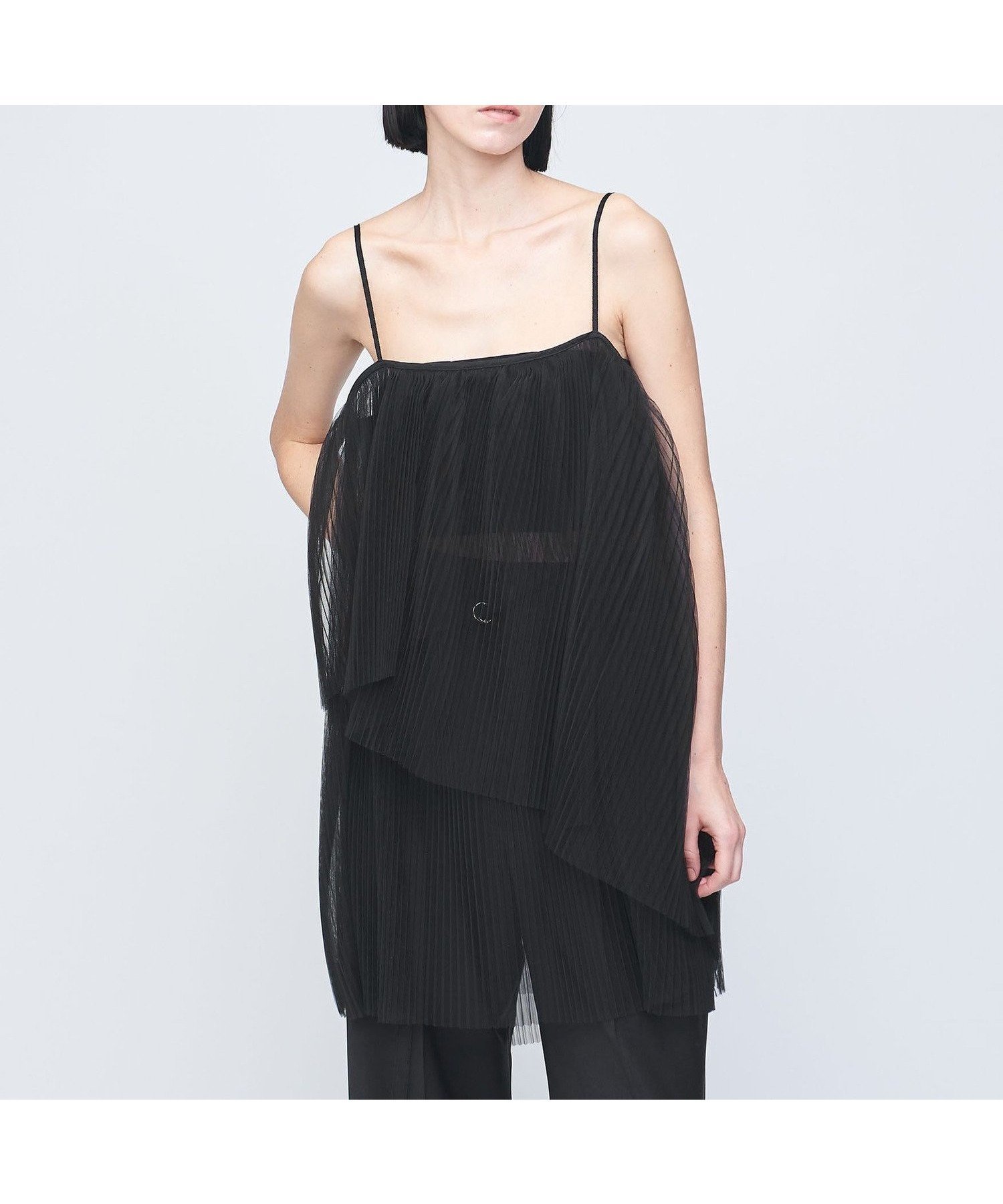 【ユナイテッドアローズ/UNITED ARROWS】のAEWEN MATOPH チュール プリーツ キャミソール ワンピース インテリア・キッズ・メンズ・レディースファッション・服の通販 founy(ファニー) 　ファッション　Fashion　レディースファッション　Fashion for Women　ワンピース　Dresses　イレギュラー　Irregular Design　キャミソール　Camisole, Spaghetti Strap Top　ギャザー　Gathered, Ruffled　クリスタル　Crystal, Swarovski　シアー　Sheer, See-Through　チュール　Tulip, Tulip Motif　デニム　Denim, Jeans Material　バランス　Balance, Style Balance　プリーツ　Pleats, Pleated　ポケット　Pocket, Pocket Detail　アウトレット　Outlet / Clearance　BLACK|ID: prp329100004833544 ipo3291000000035199028