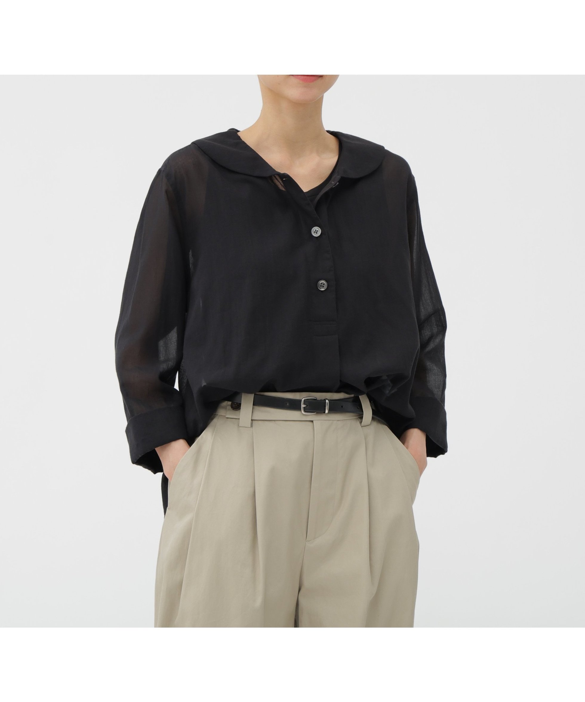 【マーガレットハウエル/MARGARET HOWELL】のCOTTON SILK CHIFFON SHIRT インテリア・キッズ・メンズ・レディースファッション・服の通販 founy(ファニー) ファッション Fashion レディースファッション Fashion for Women トップス・カットソー Cut & Sew Tops シャツ・ブラウス・オフィスカジュアル Elegant Blouses & Button-Ups シフォン Chiffon, Lightweight Fabric シルク Silk, 100% Silk シルケット Silket, Silky Cotton BLACK|ID: prp329100004833545 ipo3291000000035199040