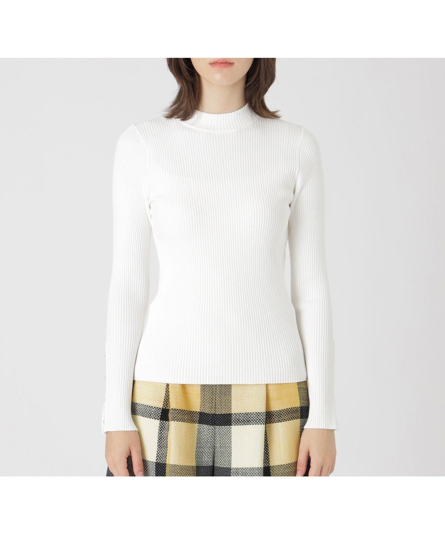 【ブルーレーベル クレストブリッジ/BLUE LABEL CRESTBRIDGE】のレーヨンストレッチタートルニット インテリア・キッズ・メンズ・レディースファッション・服の通販 founy(ファニー) 　ファッション　Fashion　レディースファッション　Fashion for Women　トップス・カットソー　Cut & Sew Tops　ニット　Knit Tops & Sweaters　コンパクト　Compact, Small Size　チェック　Check, Plaid, Tartan　ベーシック　Basic, Essential　ホワイト|ID: prp329100004833552 ipo3291000000035199337