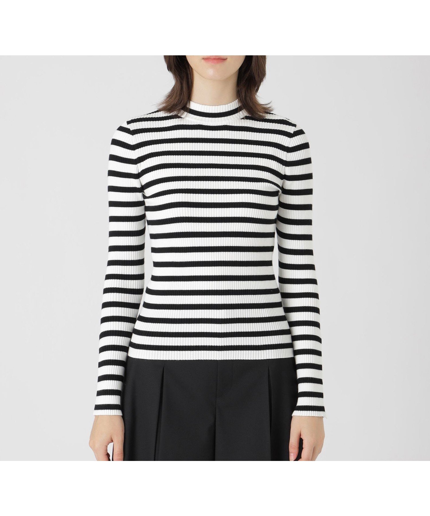 【ブルーレーベル クレストブリッジ/BLUE LABEL CRESTBRIDGE】のレーヨンストレッチタートルニット インテリア・キッズ・メンズ・レディースファッション・服の通販 founy(ファニー) 　ファッション　Fashion　レディースファッション　Fashion for Women　トップス・カットソー　Cut & Sew Tops　ニット　Knit Tops & Sweaters　コンパクト　Compact, Small Size　チェック　Check, Plaid, Tartan　ベーシック　Basic, Essential　ボーダー|ID: prp329100004833552 ipo3291000000035199338