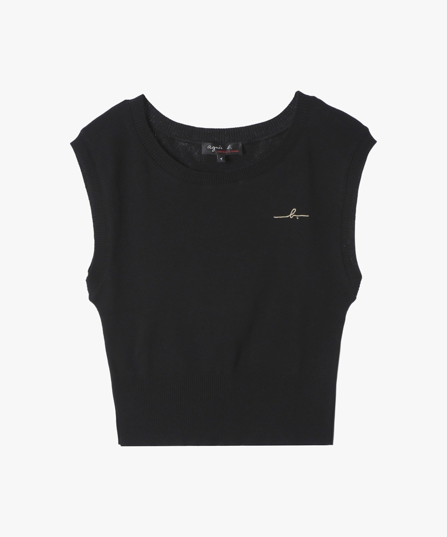 【アニエスベー ファム/agnes b. FEMME】のb. ロゴ刺繍 コットンニット ベスト Ovaline インテリア・キッズ・メンズ・レディースファッション・服の通販 founy(ファニー) 　ファッション　Fashion　レディースファッション　Fashion for Women　アウター　Coat / Outerwear Collection　トップス・カットソー　Cut & Sew Tops　ニット　Knit Tops & Sweaters　ベスト&ジレ / 重ね着スタイル　Vests & Gilets　フランス　France, French　ベスト　Vest, Waistcoat　ブラック|ID: prp329100004833562 ipo3291000000035199485