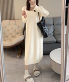 【ミニミニストア/miniministore】のリブニットワンピース ロング丈 vネック アイボリー|ID: prp329100004833568 ipo3291000000035245300