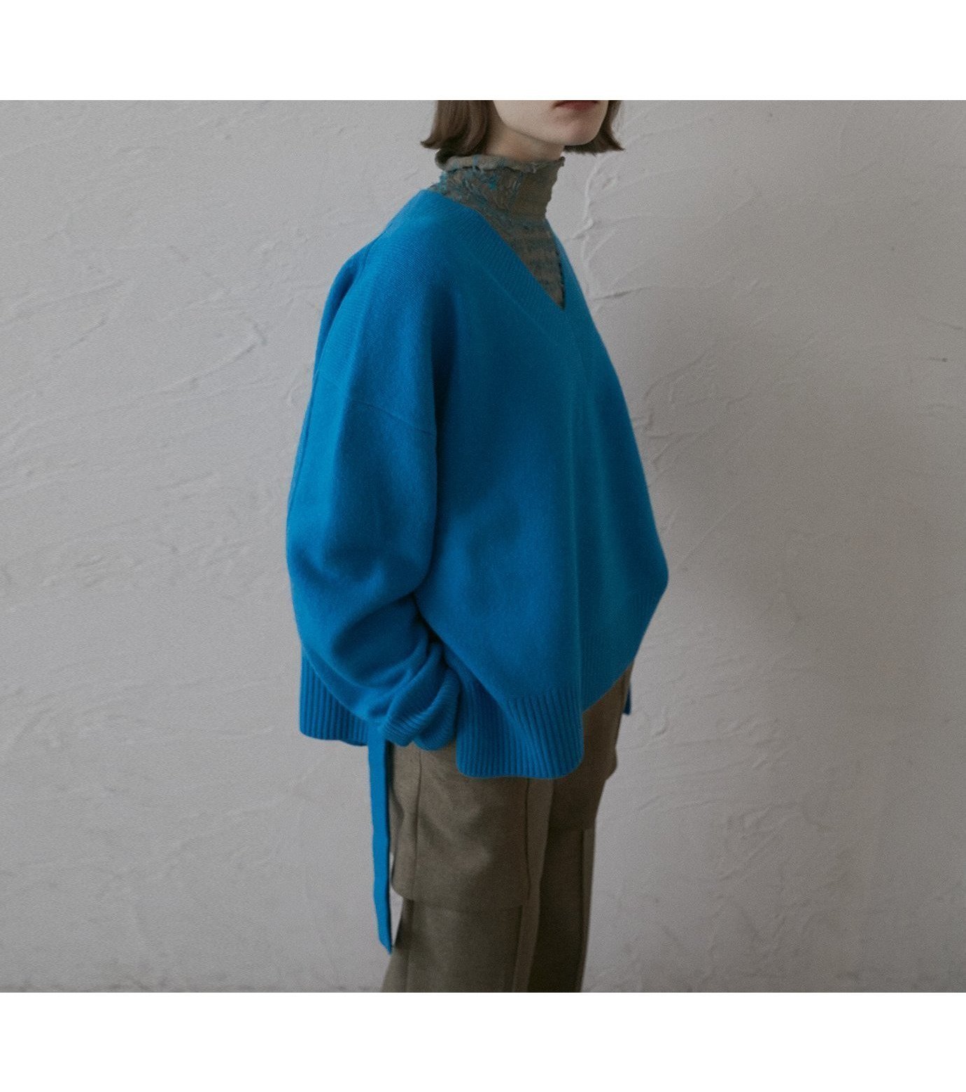 【ルシェル ブルー/LE CIEL BLEU】のウールカシミアVネックニット / Wool Cashmere V Neck Knit インテリア・キッズ・メンズ・レディースファッション・服の通販 founy(ファニー) 　ファッション　Fashion　レディースファッション　Fashion for Women　トップス・カットソー　Cut & Sew Tops　ニット　Knit Tops & Sweaters　Vネックトップス　V-Neck Tops / V-Cut Neckline Shirts　スリット　Slit, Slit Detail　セーター　Sweater, Knitwear　ターコイズ　Turquoise, Blue-Green　ベーシック　Basic, Essential　ラップ　Wrap, Wrap Design　リボン　Ribbon, Bow　人気　Popular, Best Seller　A/W・秋冬　Autumn/Winter　ターコイズブルー|ID: prp329100004833591 ipo3291000000035199966