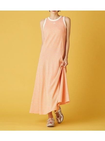 【ファーファー/FURFUR】のロゴ刺繍ボーダーワンピース インテリア・キッズ・メンズ・レディースファッション・服の通販 founy(ファニー) 　ファッション　Fashion　レディースファッション　Fashion for Women　ワンピース　Dresses　シンプル　Simple, Minimal　スマート　Smart, Elegant　フェミニン　Feminine, Girly　ボーダー　Border, Stripe　ORG[051]|ID: prp329100004833592 ipo3291000000035199973