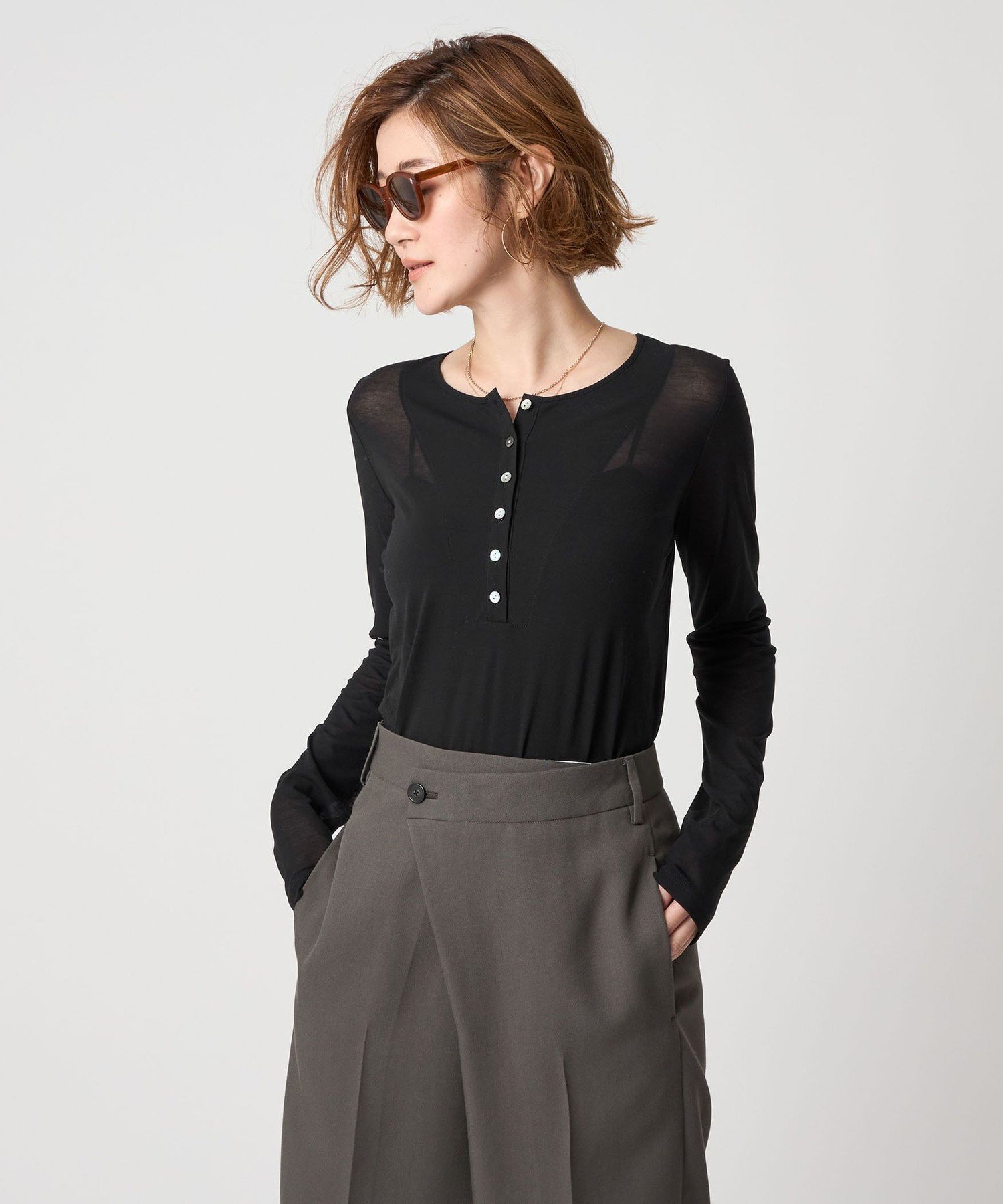 【ユナイテッドアローズ/UNITED ARROWS】のconte コットン シアー ヘンリーネック カットソー 人気、トレンドファッション・服の通販 founy(ファニー) 　ファッション　Fashion　レディースファッション　Fashion for Women　トップス・カットソー　Cut & Sew Tops　カットソー・ベーシックTシャツ　Cut-and-Sewn Tops / Stretch Tees & Basics　カットソー　Cut and Sewn Top　シアー　Sheer, See-Through　 other-1|ID: prp329100004833593 ipo3291000000035199972