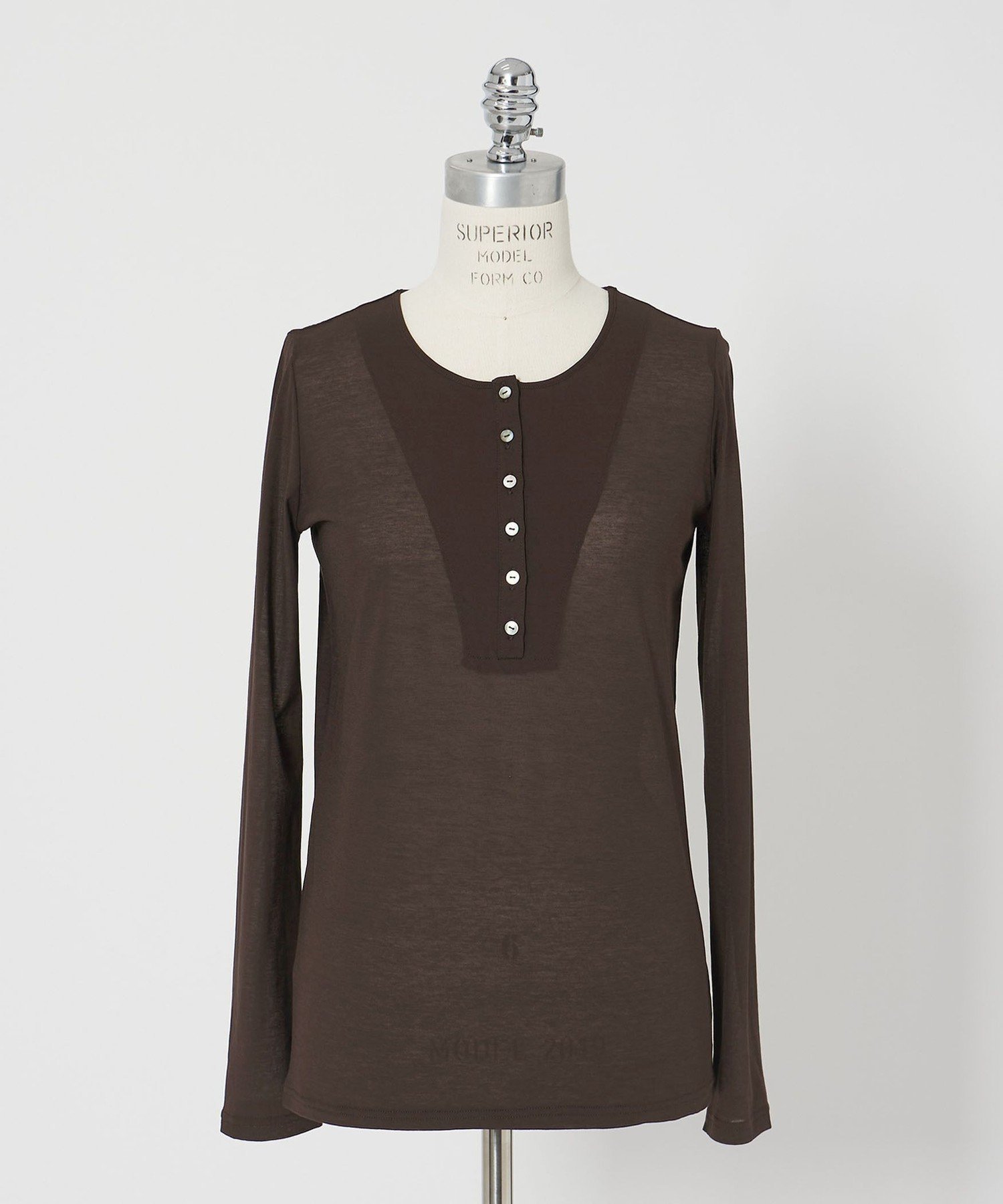 【ユナイテッドアローズ/UNITED ARROWS】のconte コットン シアー ヘンリーネック カットソー インテリア・キッズ・メンズ・レディースファッション・服の通販 founy(ファニー) 　ファッション　Fashion　レディースファッション　Fashion for Women　トップス・カットソー　Cut & Sew Tops　カットソー・ベーシックTシャツ　Cut-and-Sewn Tops / Stretch Tees & Basics　カットソー　Cut and Sewn Top　シアー　Sheer, See-Through　DK.BROWN|ID: prp329100004833593 ipo3291000000035199977