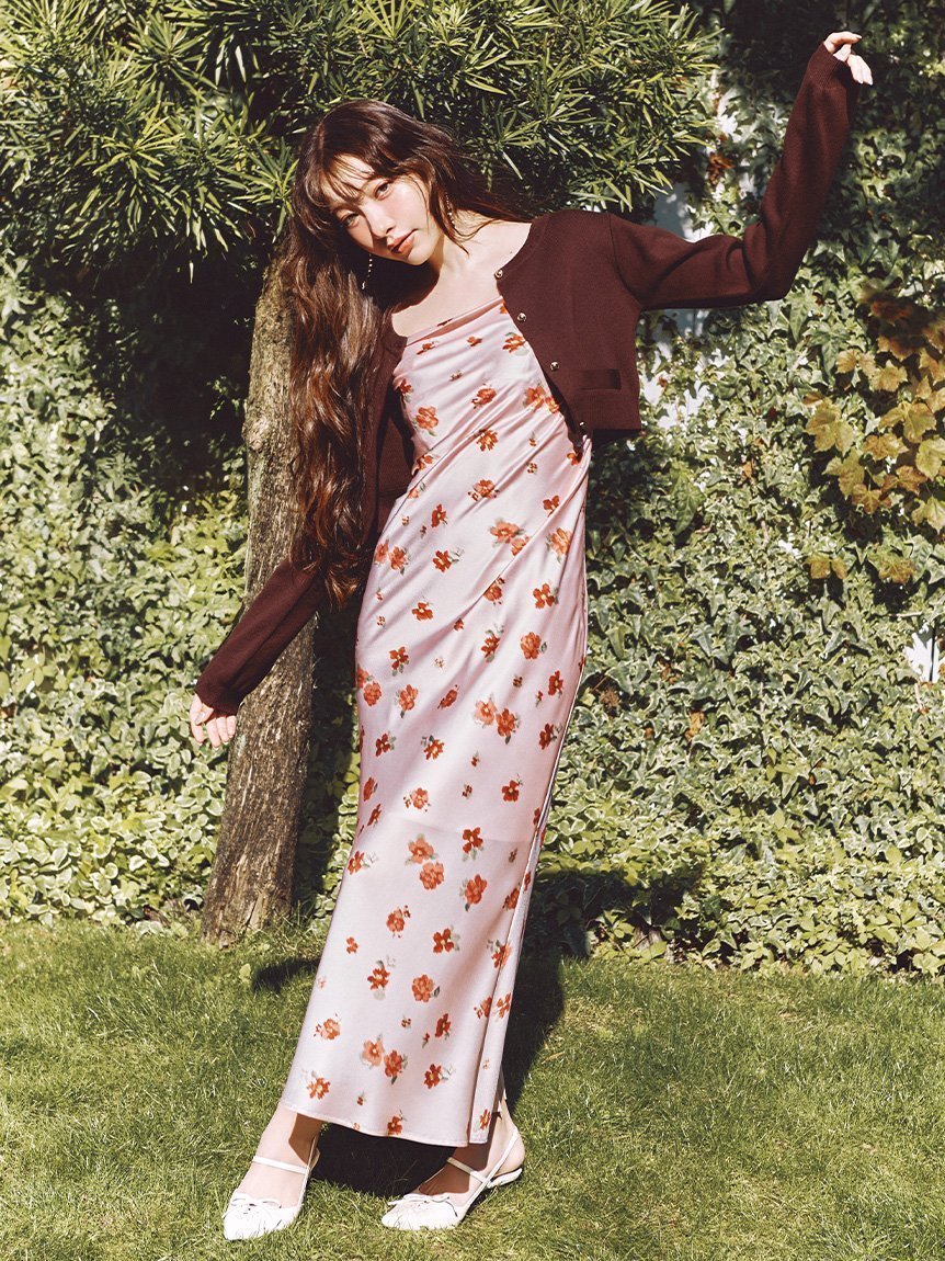 【リリーブラウン/Lily Brown】のカーデセットプリントキャミワンピース インテリア・キッズ・メンズ・レディースファッション・服の通販 founy(ファニー) 　ファッション　Fashion　レディースファッション　Fashion for Women　ワンピース　Dresses　キャミソールワンピース　Camisole Dresses　エレガント 上品　Elegant　ヴィンテージ　Vintage Style　カーディガン　Cardigan, Knitwear　今季　This Season, Current Season　サテン　Satin, Glossy Fabric　ジャケット　Jacket, Outerwear　スマート　Smart, Elegant　ドレープ　Drape, Draping Fabric　人気　Popular, Best Seller　バイアス　Bias, Diagonal Cut　PNK[066]|ID: prp329100004833596 ipo3291000000035199989