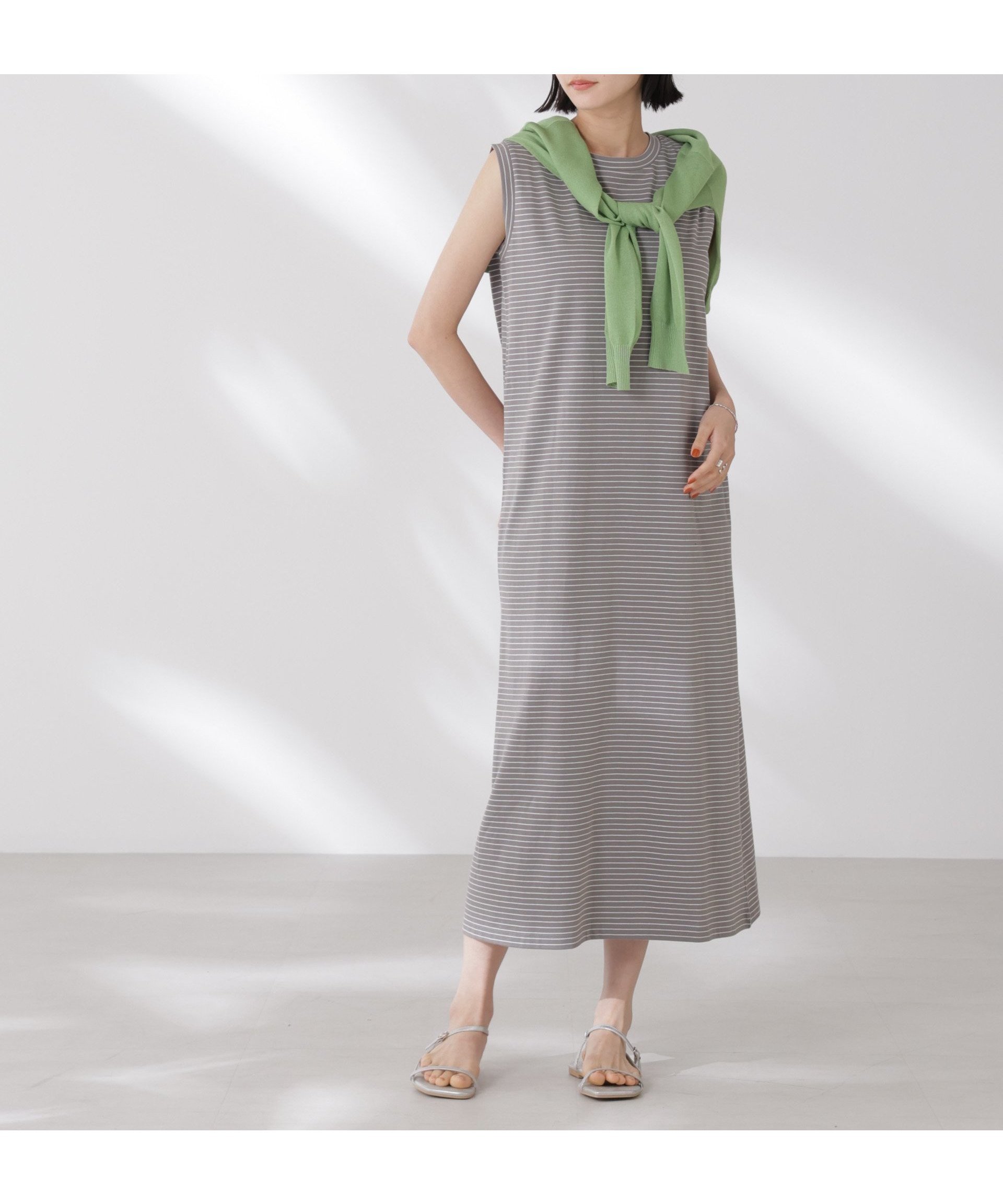 【ナノ ユニバース/nano universe】のボーダーノースリーブワンピース インテリア・キッズ・メンズ・レディースファッション・服の通販 founy(ファニー) 　ファッション　Fashion　レディースファッション　Fashion for Women　ワンピース　Dresses　カットソー　Cut and Sewn Top　シンプル　Simple, Minimal　ジャケット　Jacket, Outerwear　ボーダー　Border, Stripe　おすすめ　Recommended / Our Picks　夏　Summer　2025年　2025　2025-2026秋冬・A/W　Autumn/Winter 2025–26 AW25–26　グレージュ3|ID: prp329100004833619 ipo3291000000035200210